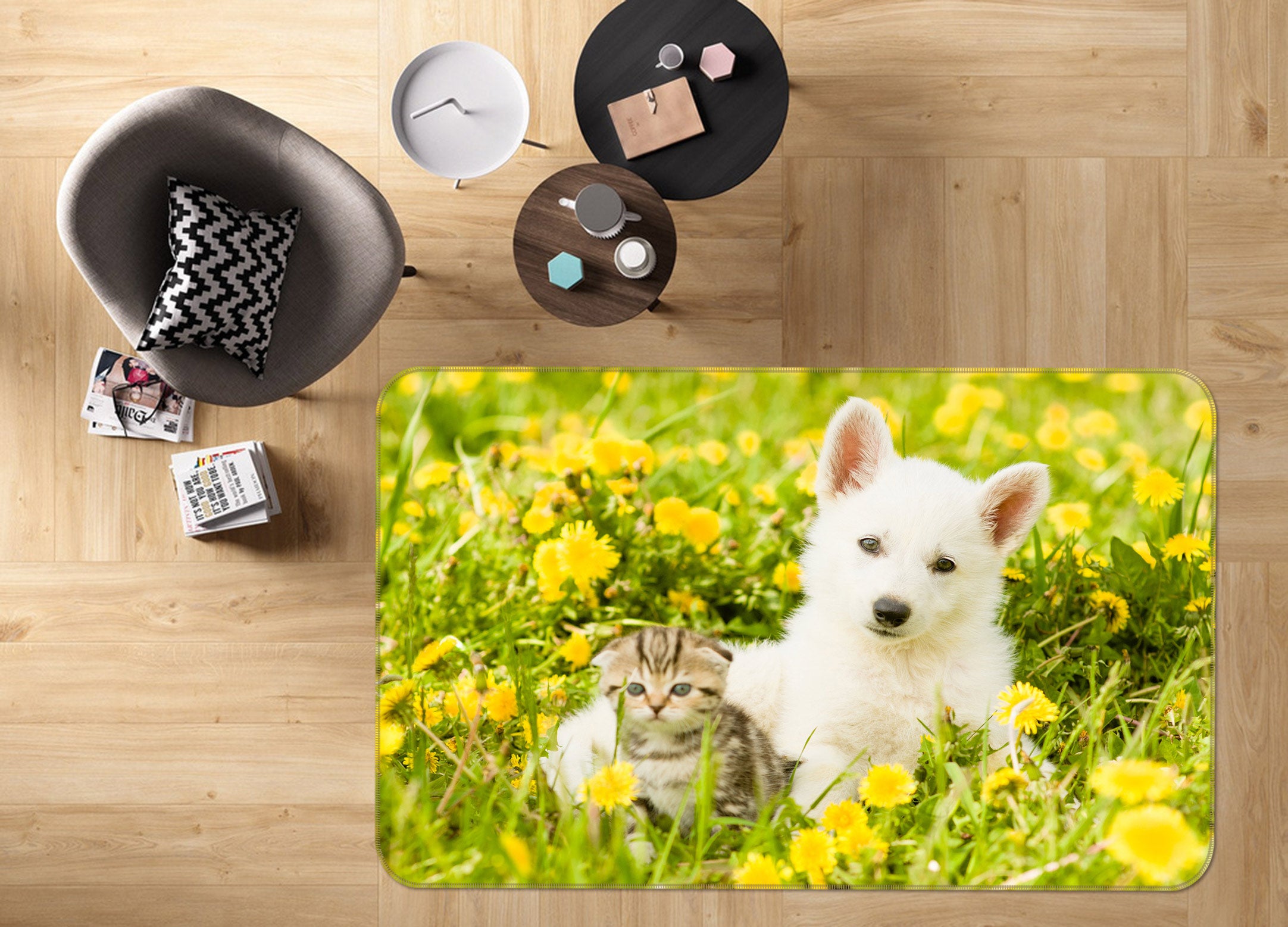 3D Grass Cat Dog 37074 Non Slip Rug Mat
