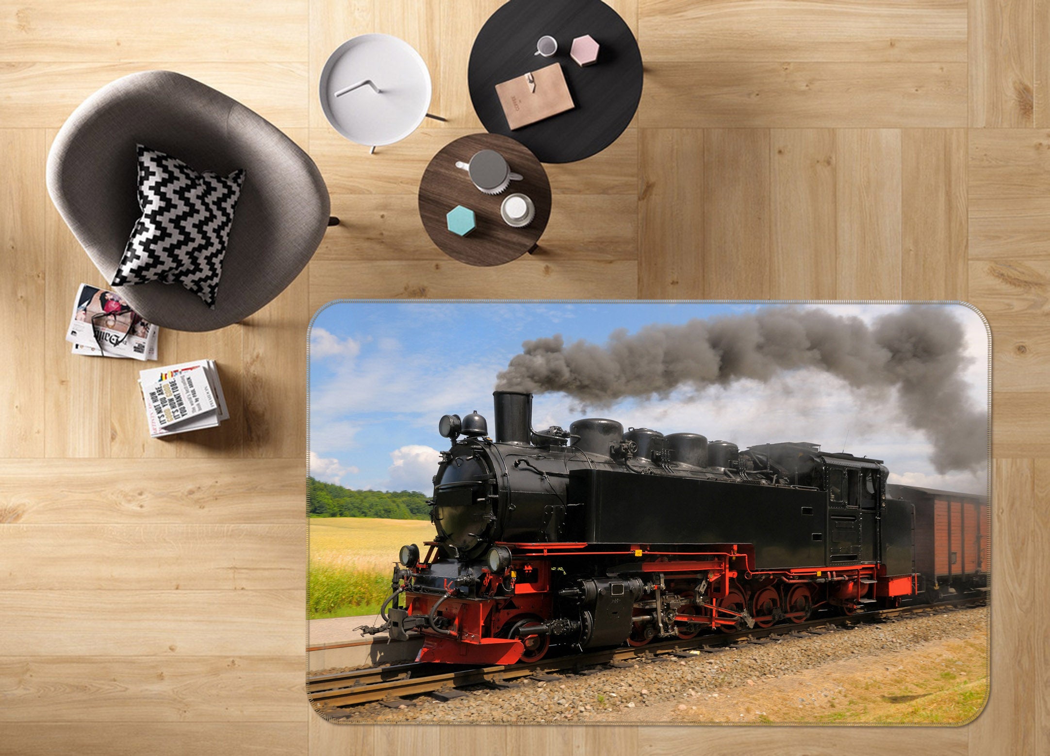 3D Steam Train 42096 Vehicle Non Slip Rug Mat