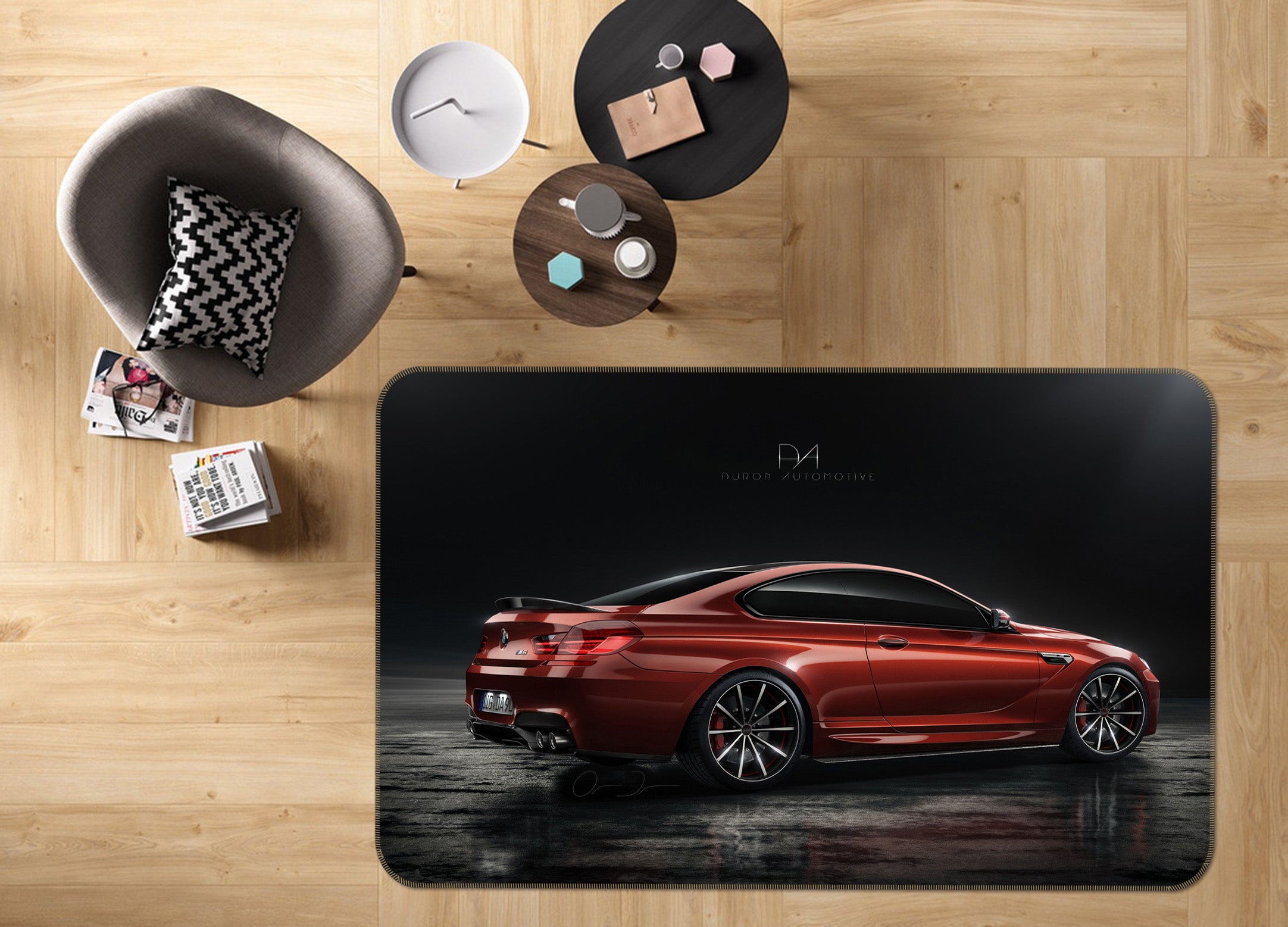 3D Red Car 42121 Vehicle Non Slip Rug Mat