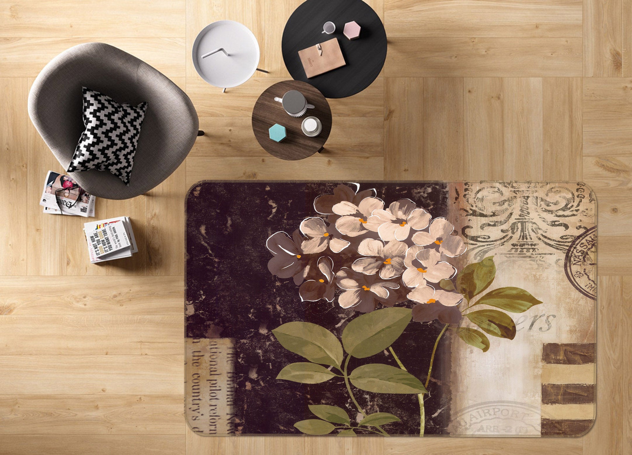 3D Flowers 32060 Non Slip Rug Mat
