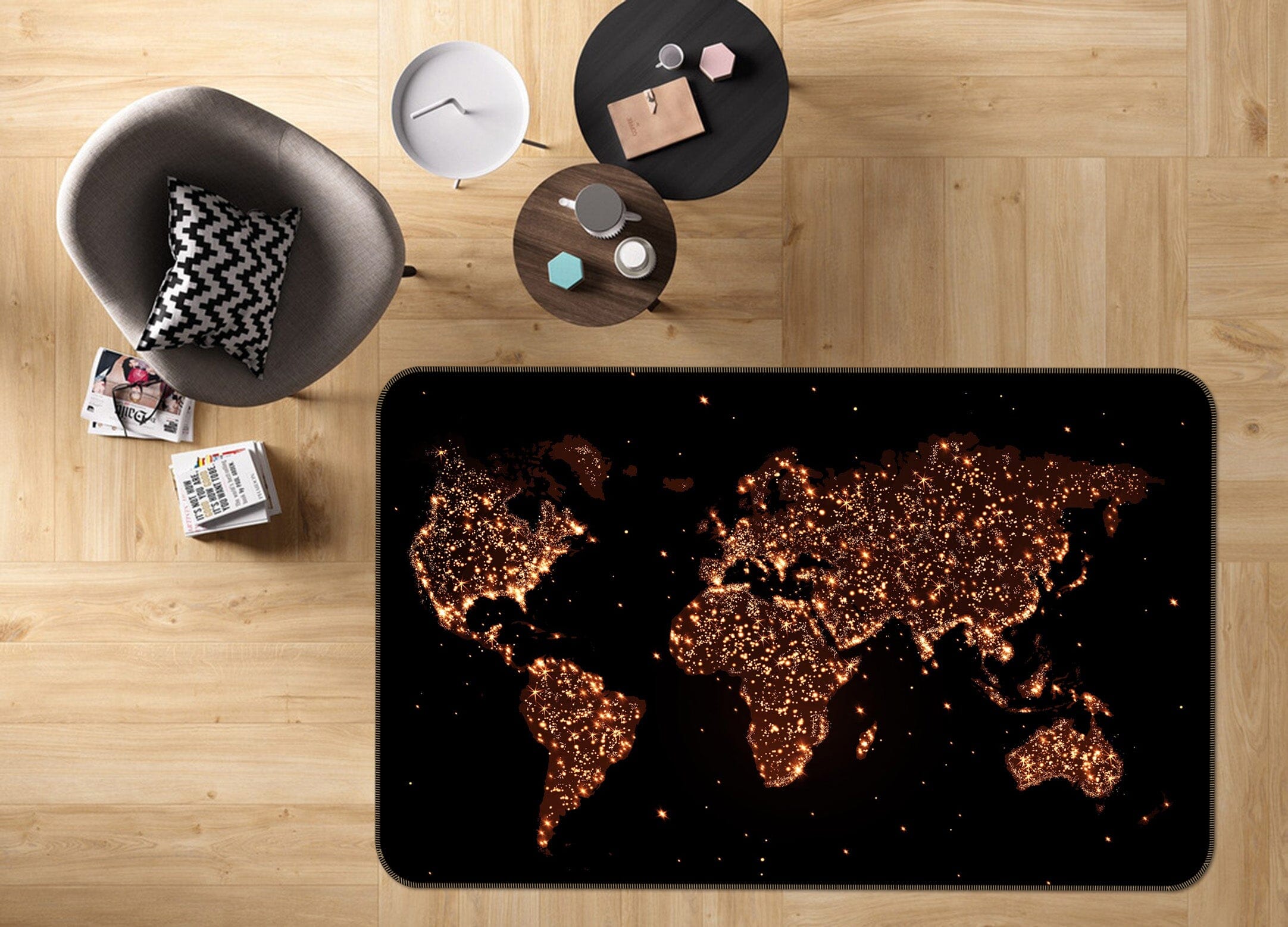 3D Golden Land 244 World Map Non Slip Rug Mat Mat AJ Creativity Home