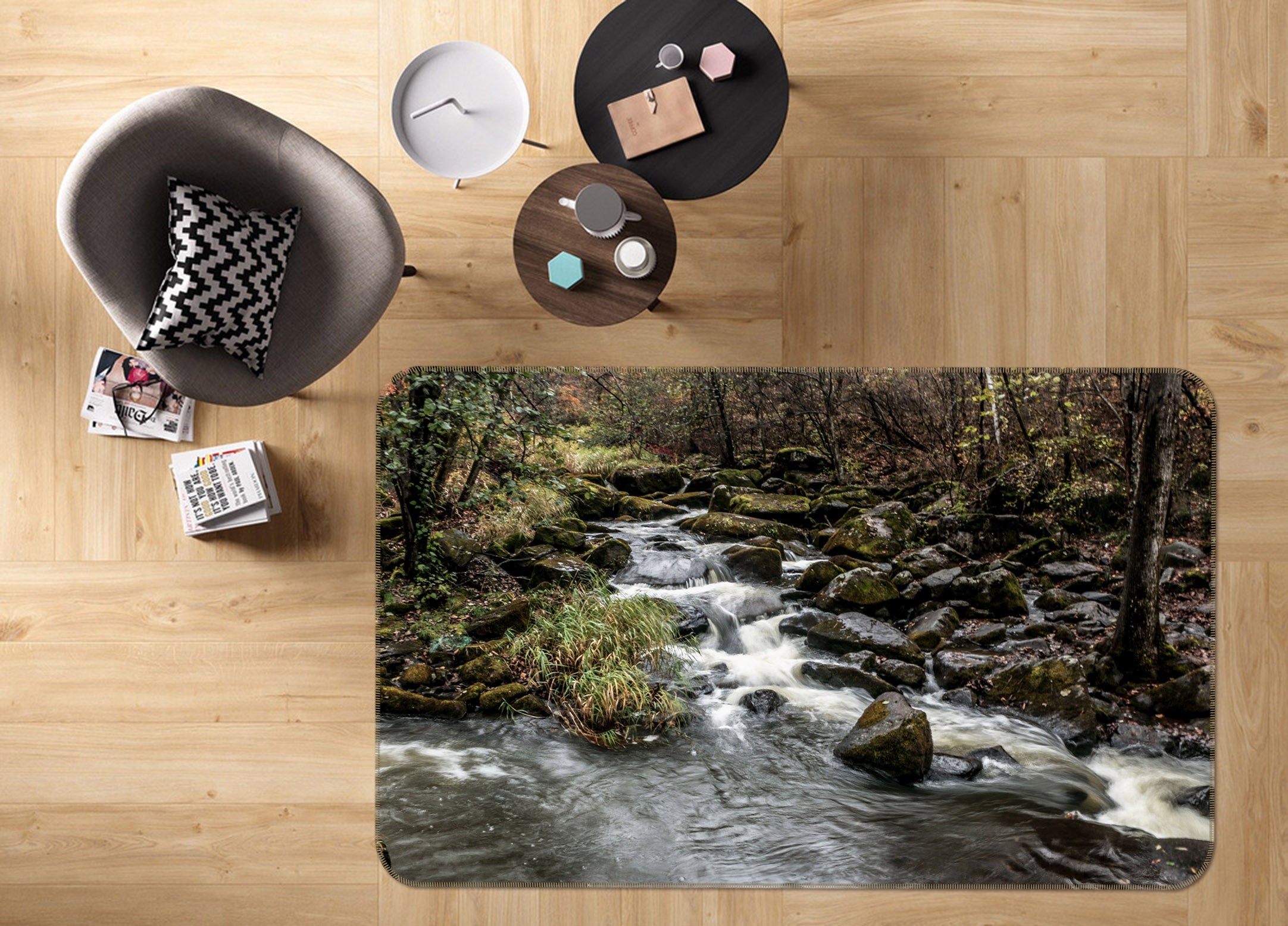 3D Running Water 27098 Non Slip Rug Mat