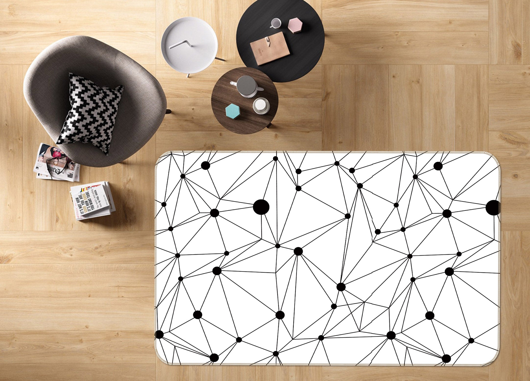 3D Line Pattern 35011 Non Slip Rug Mat