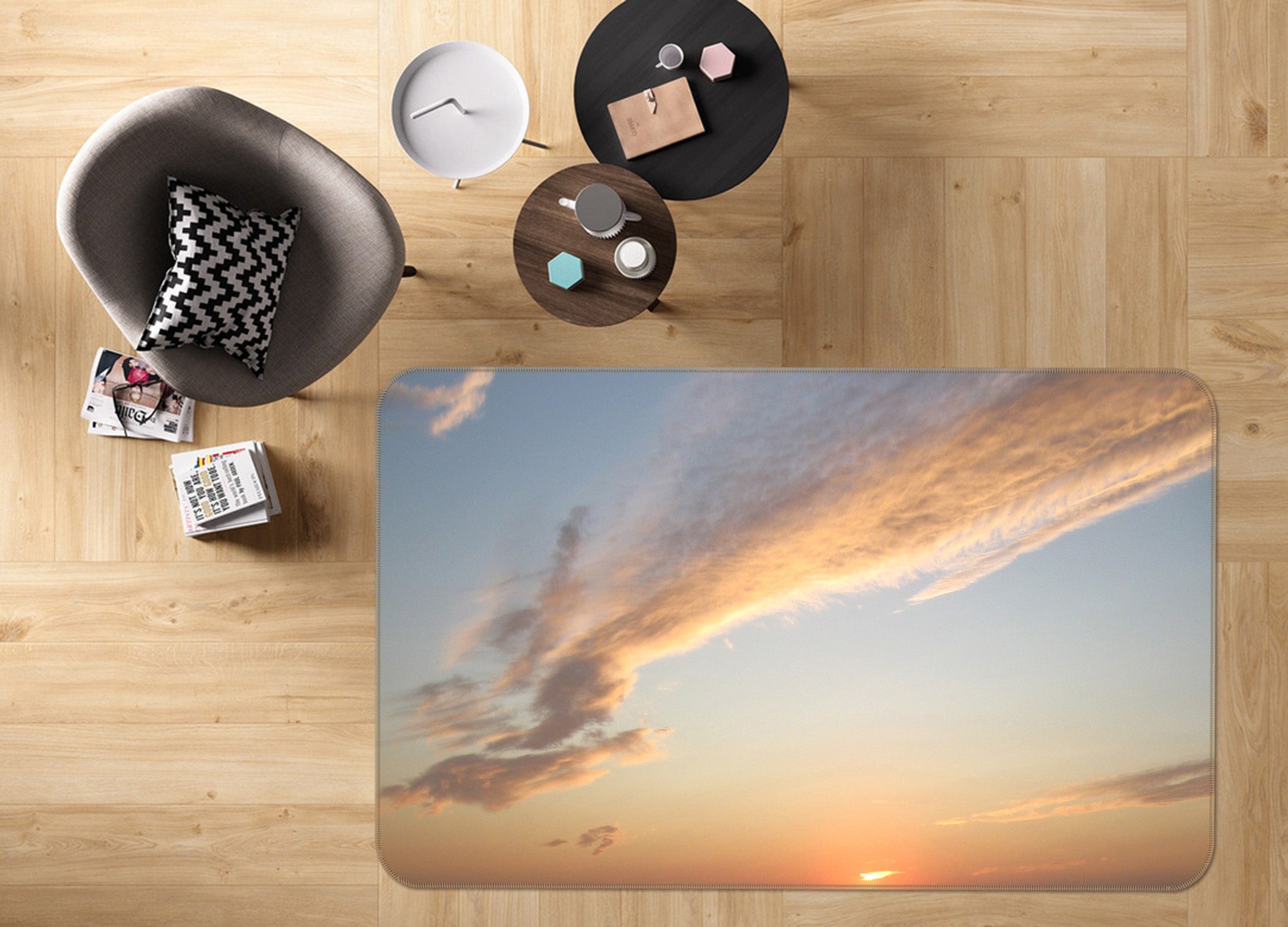 3D Sky Clouds 31185 Non Slip Rug Mat