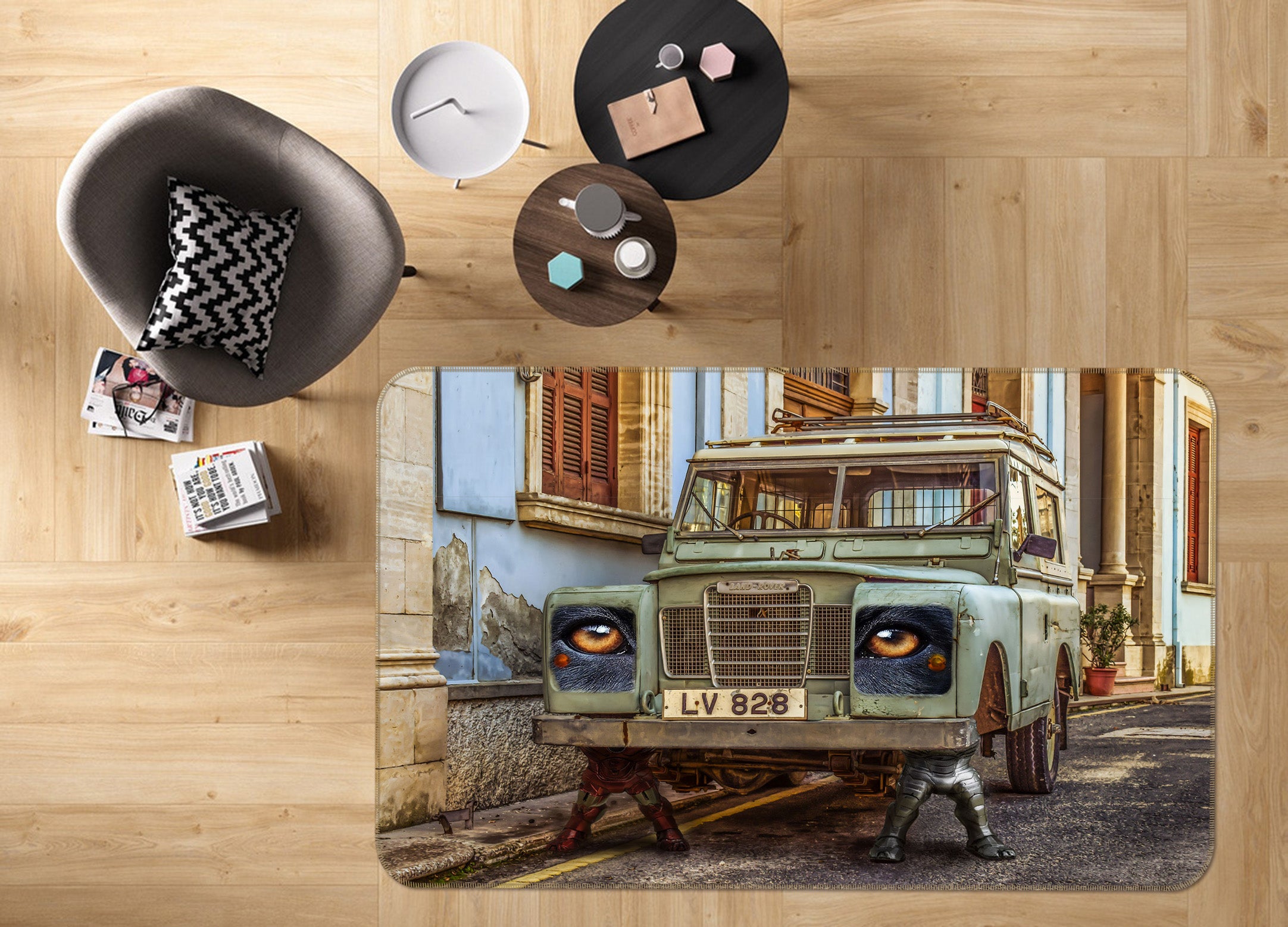 3D Scrapped Car 42049 Vehicle Non Slip Rug Mat