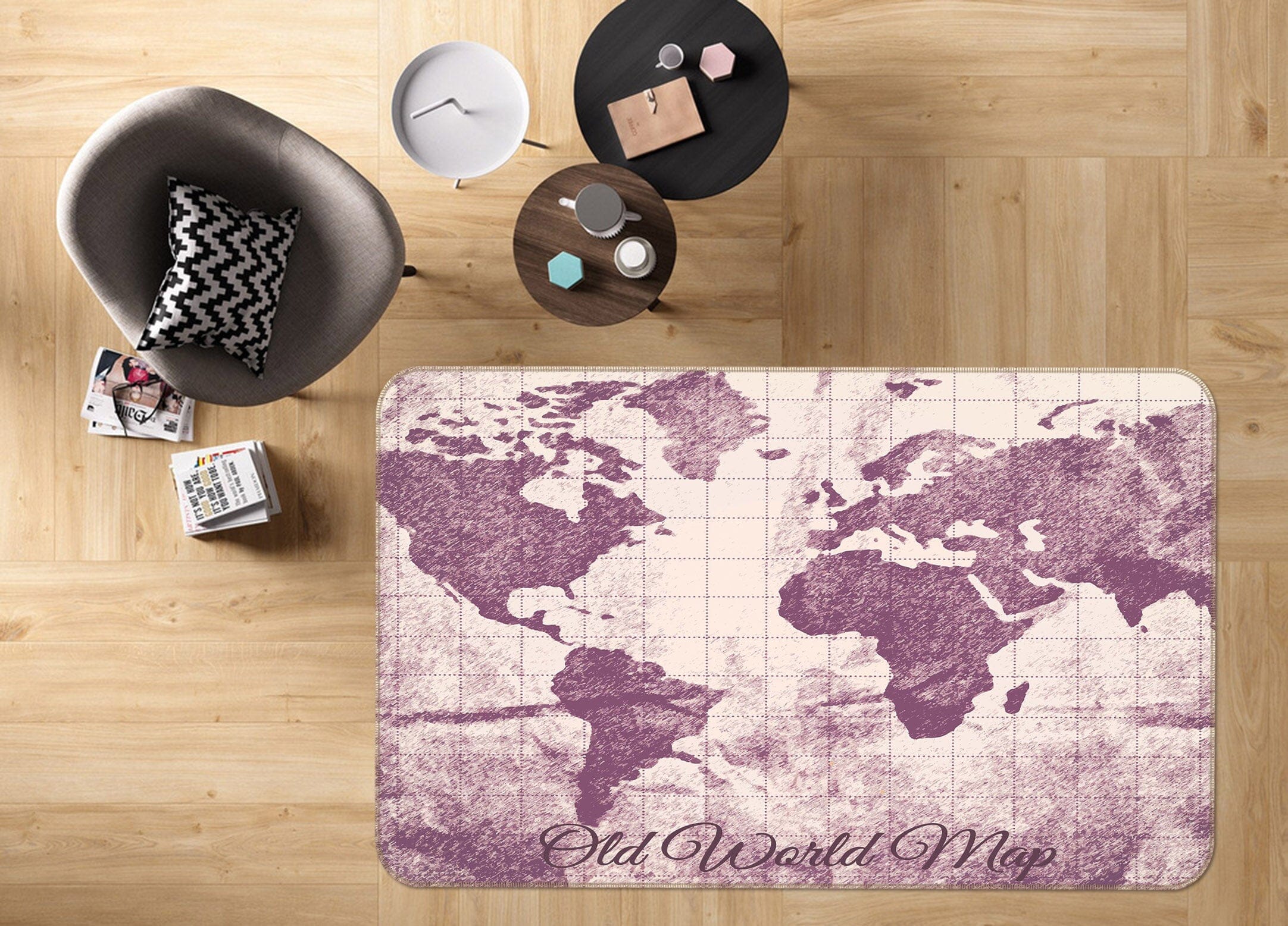 3D Purple 1049 World Map Non Slip Rug Mat Mat AJ Creativity Home