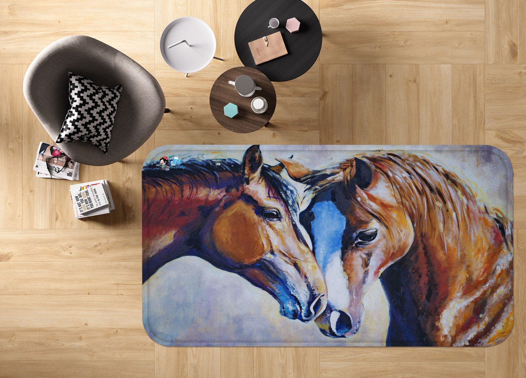 3D Horses Painting 130 Non Slip Rug Mat Mat AJ Creativity Home
