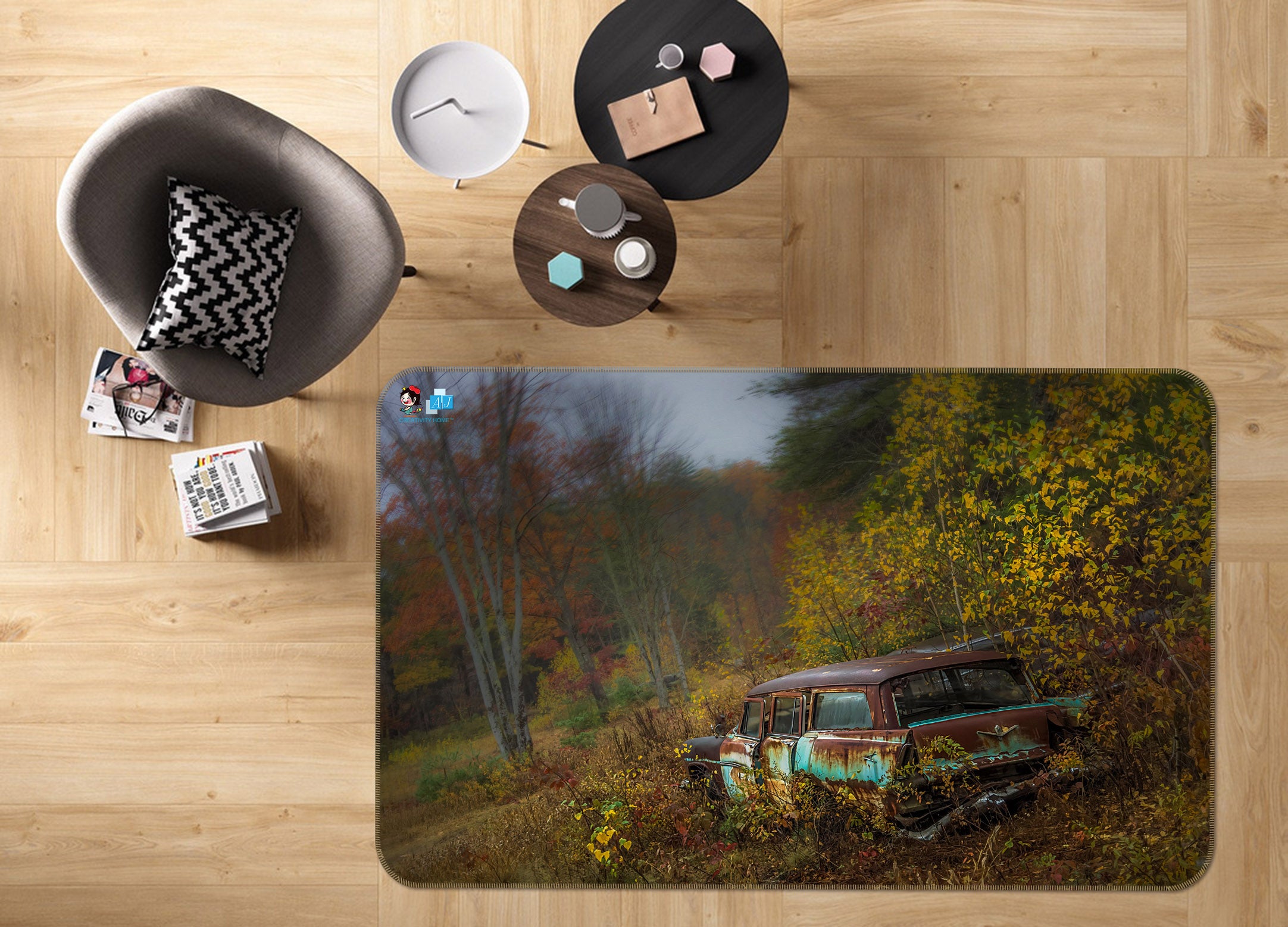3D Grove Scrap Car 85081 Jerry LoFaro Rug Non Slip Rug Mat