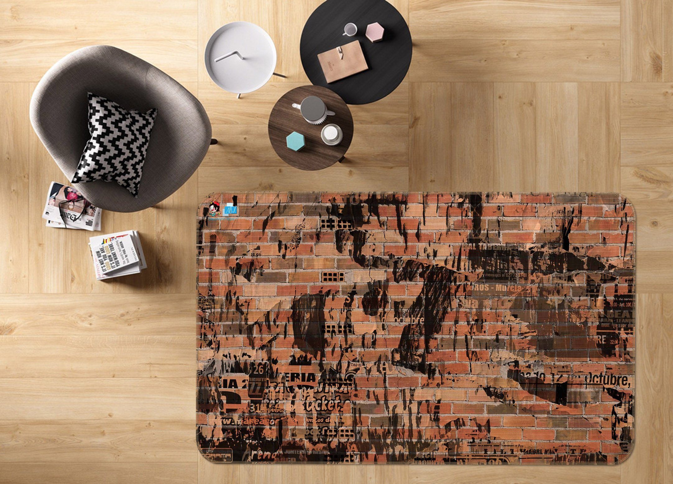 3D Wall Ink 187 Non Slip Rug Mat Mat AJ Creativity Home