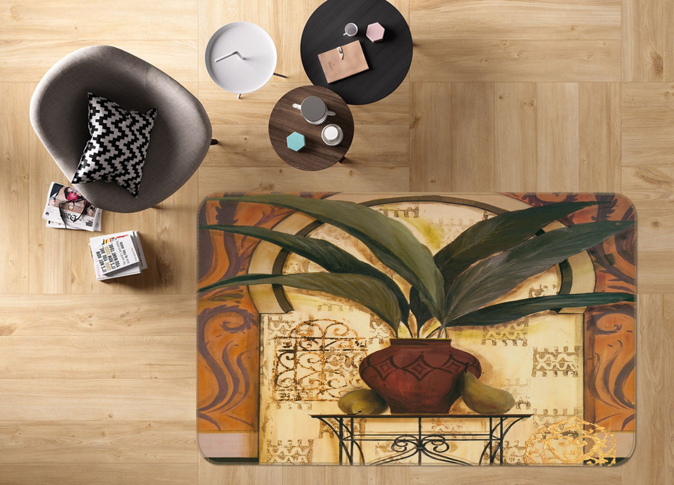 3D Vase Flowers 32032 Non Slip Rug Mat