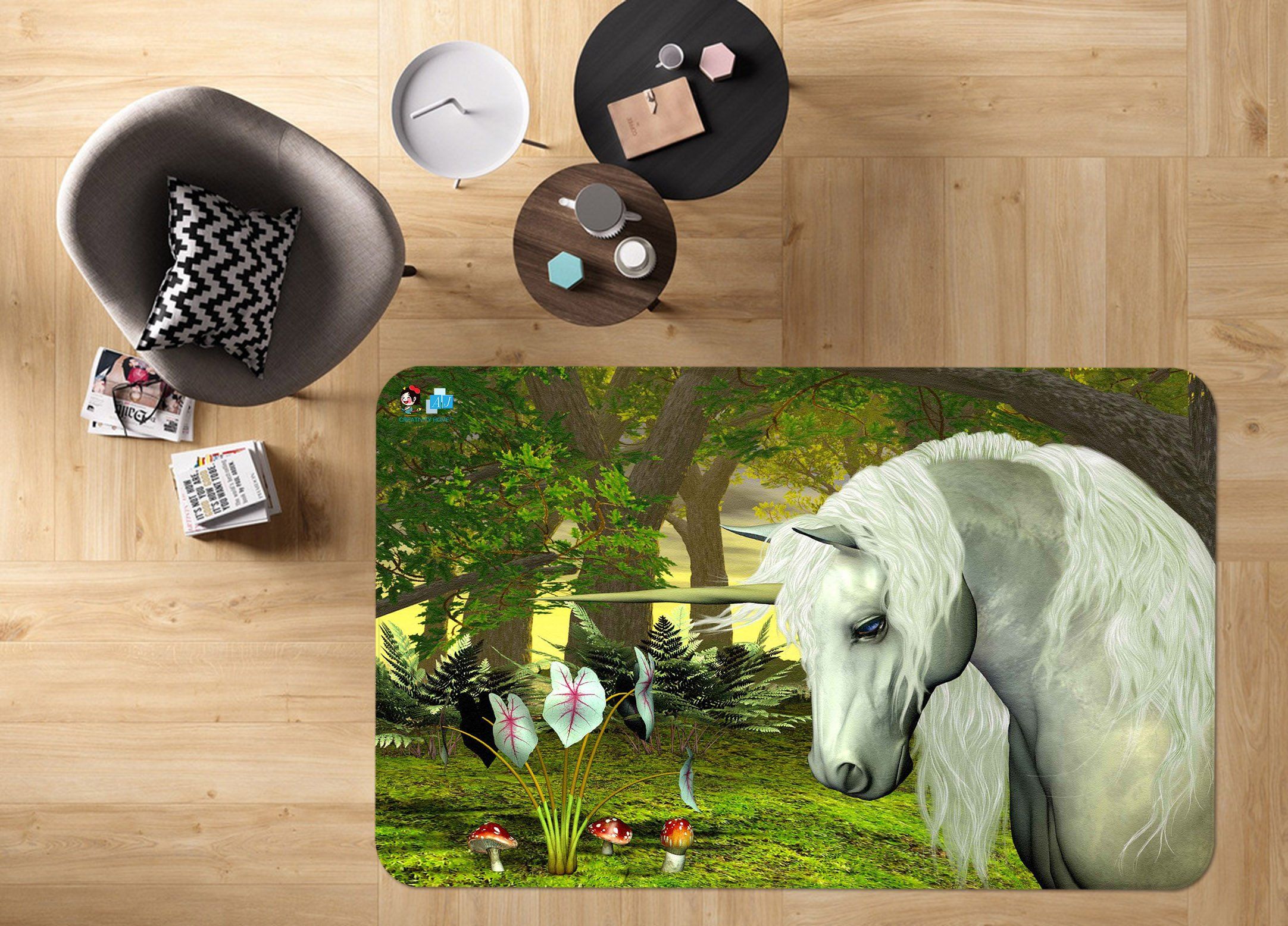 3D Mushroom Unicorn 33 Non Slip Rug Mat Mat AJ Creativity Home