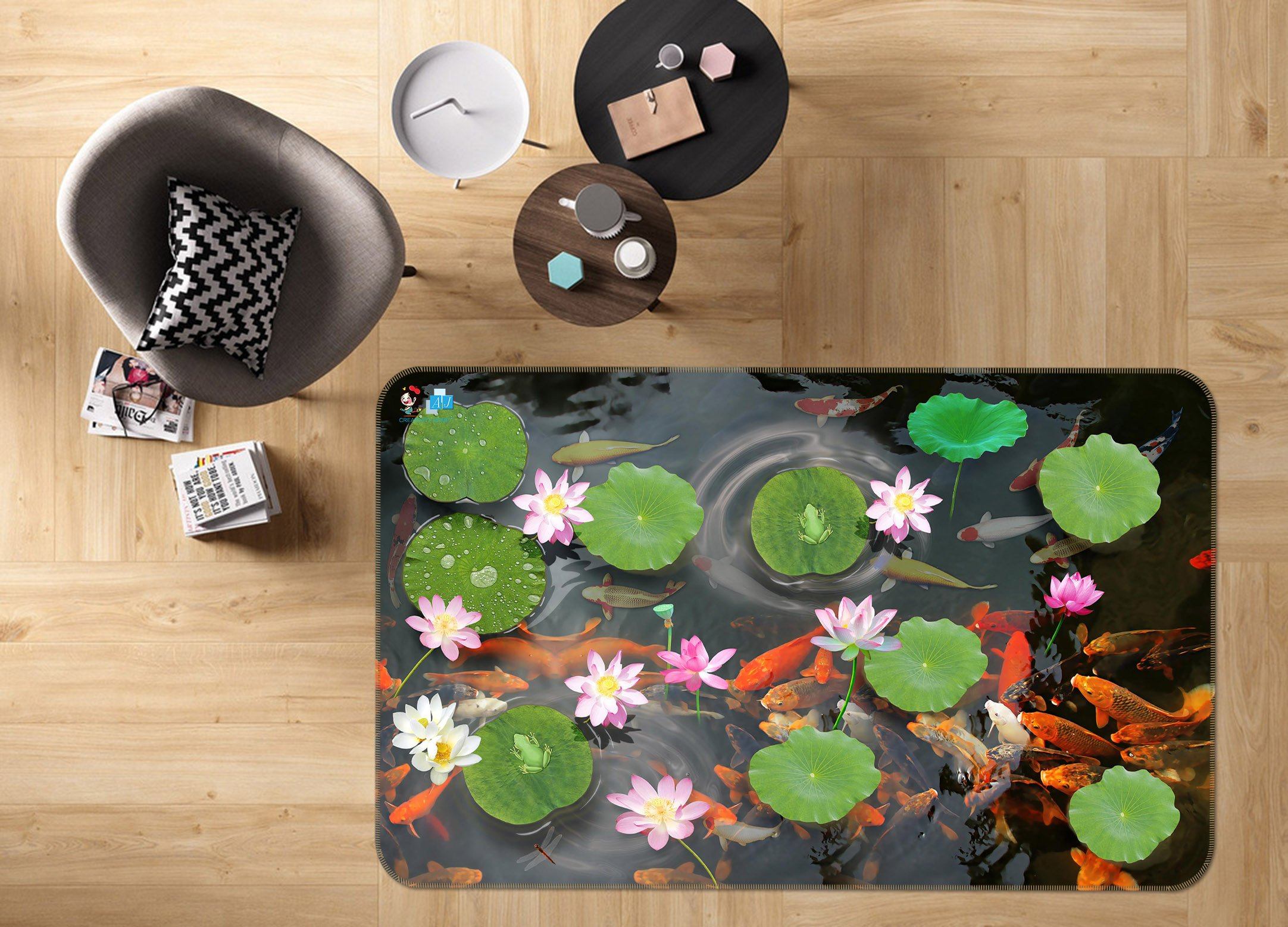 3D Lotus Leaf Pool 584 Non Slip Rug Mat Mat AJ Creativity Home