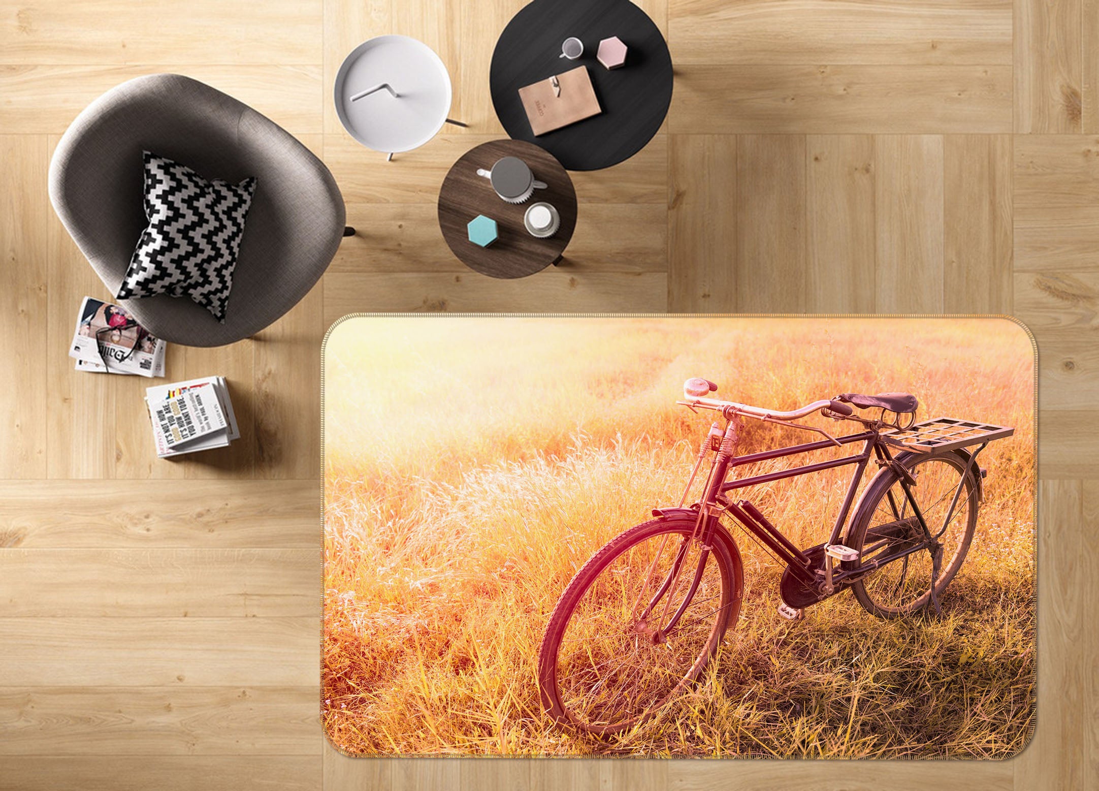 3D Dry Grassland Bicycle 42104 Vehicle Non Slip Rug Mat