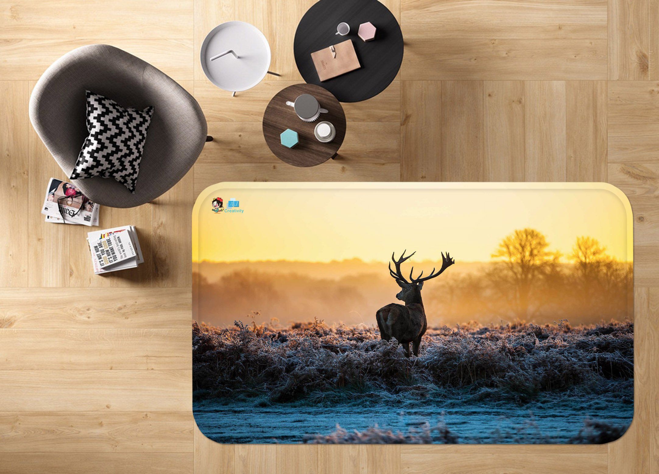 3D Sunset Elk 26 Non Slip Rug Mat Mat AJ Creativity Home