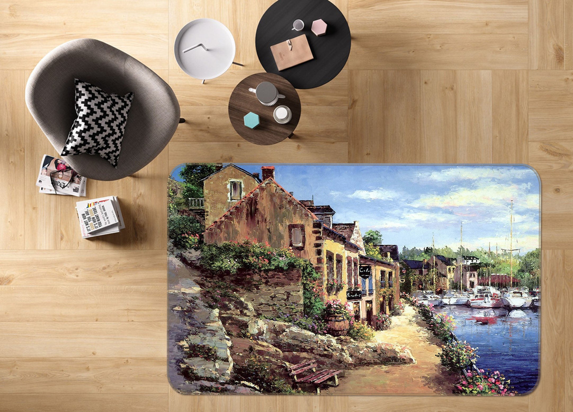 3D Houses Riverside 33174 Non Slip Rug Mat