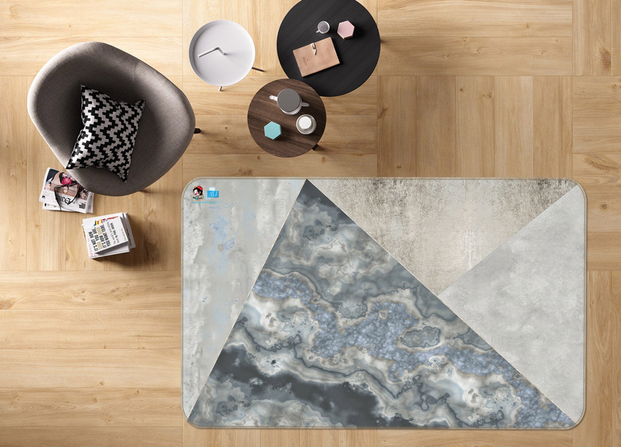 3D Triangle Texture 83012 Andrea haase Rug Non Slip Rug Mat