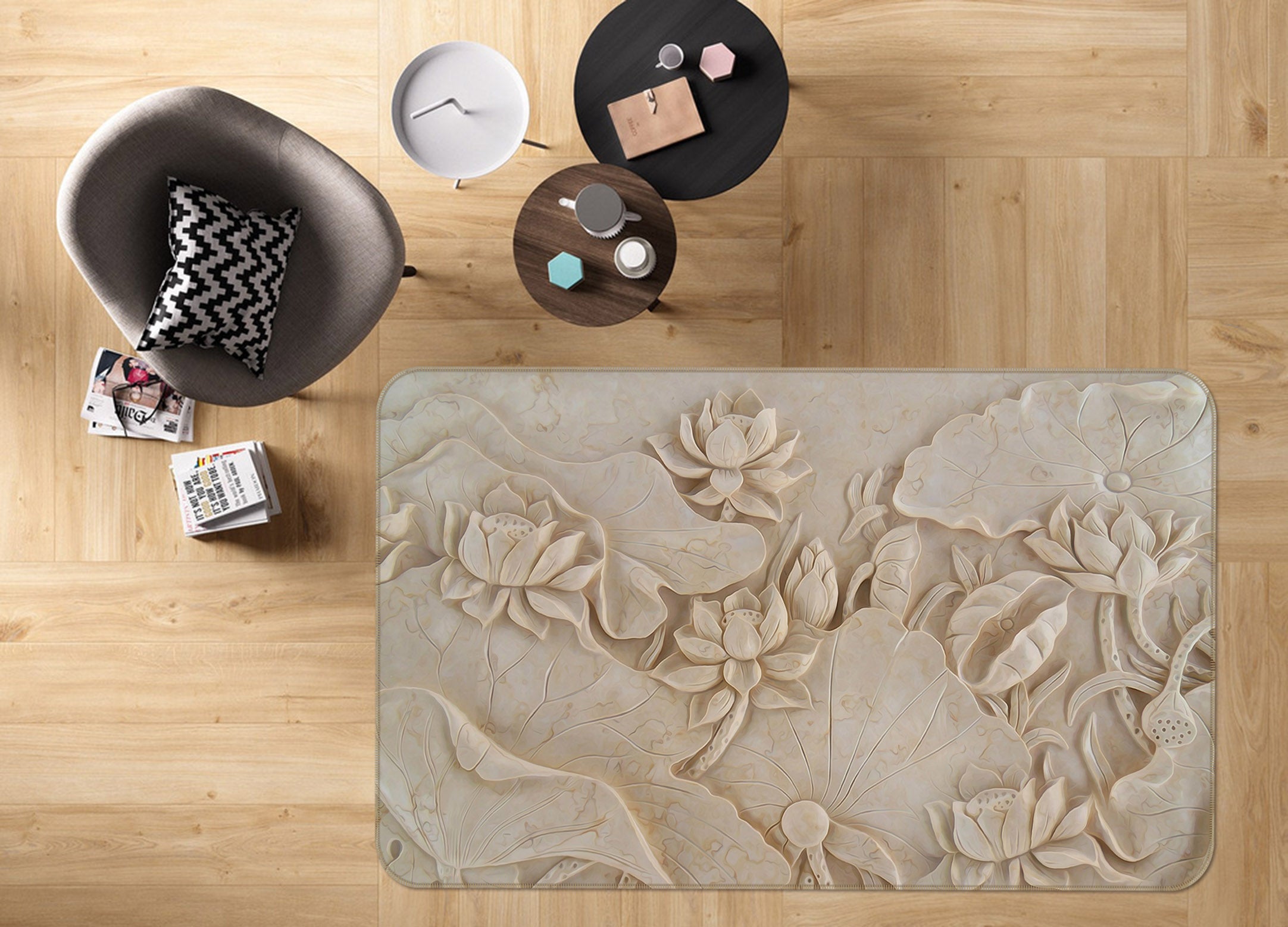 3D Woodcarving 35208 Non Slip Rug Mat