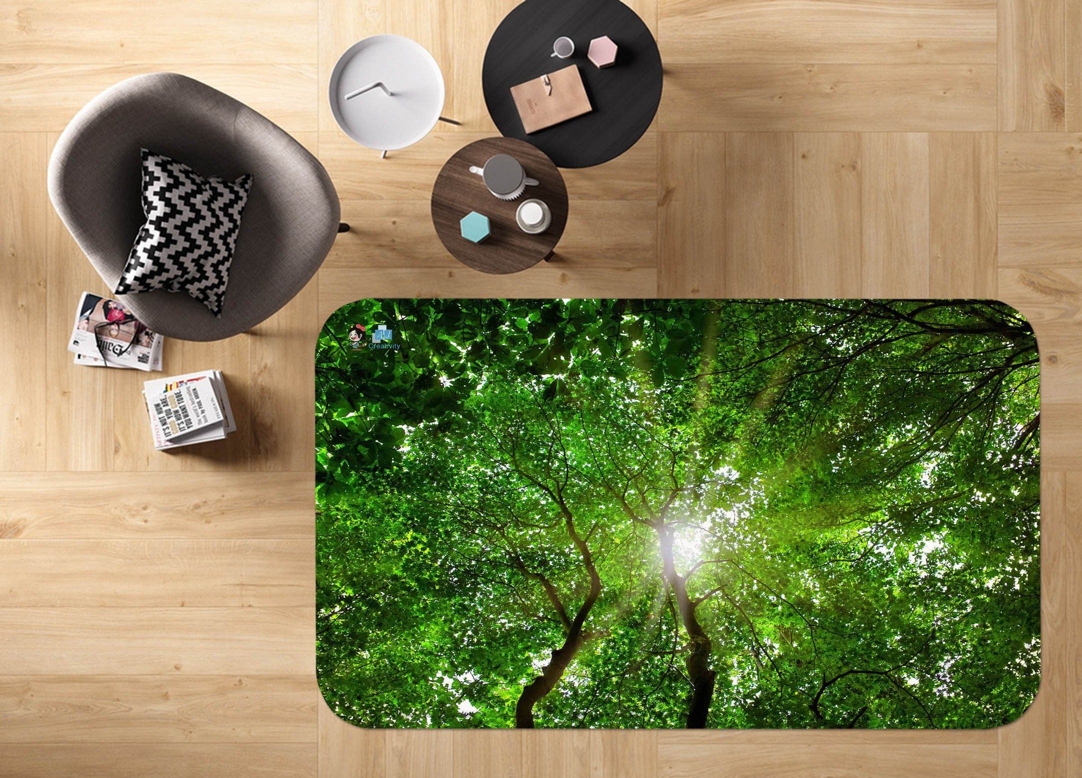 3D Forest Trees Top Sky 10 Non Slip Rug Mat Mat AJ Creativity Home