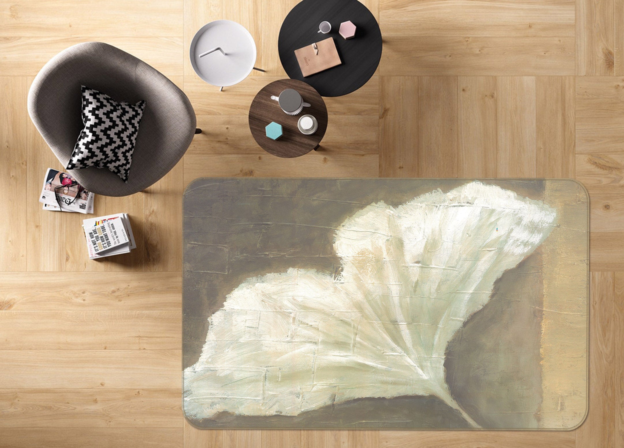 3D Ginkgo Biloba 32040 Non Slip Rug Mat