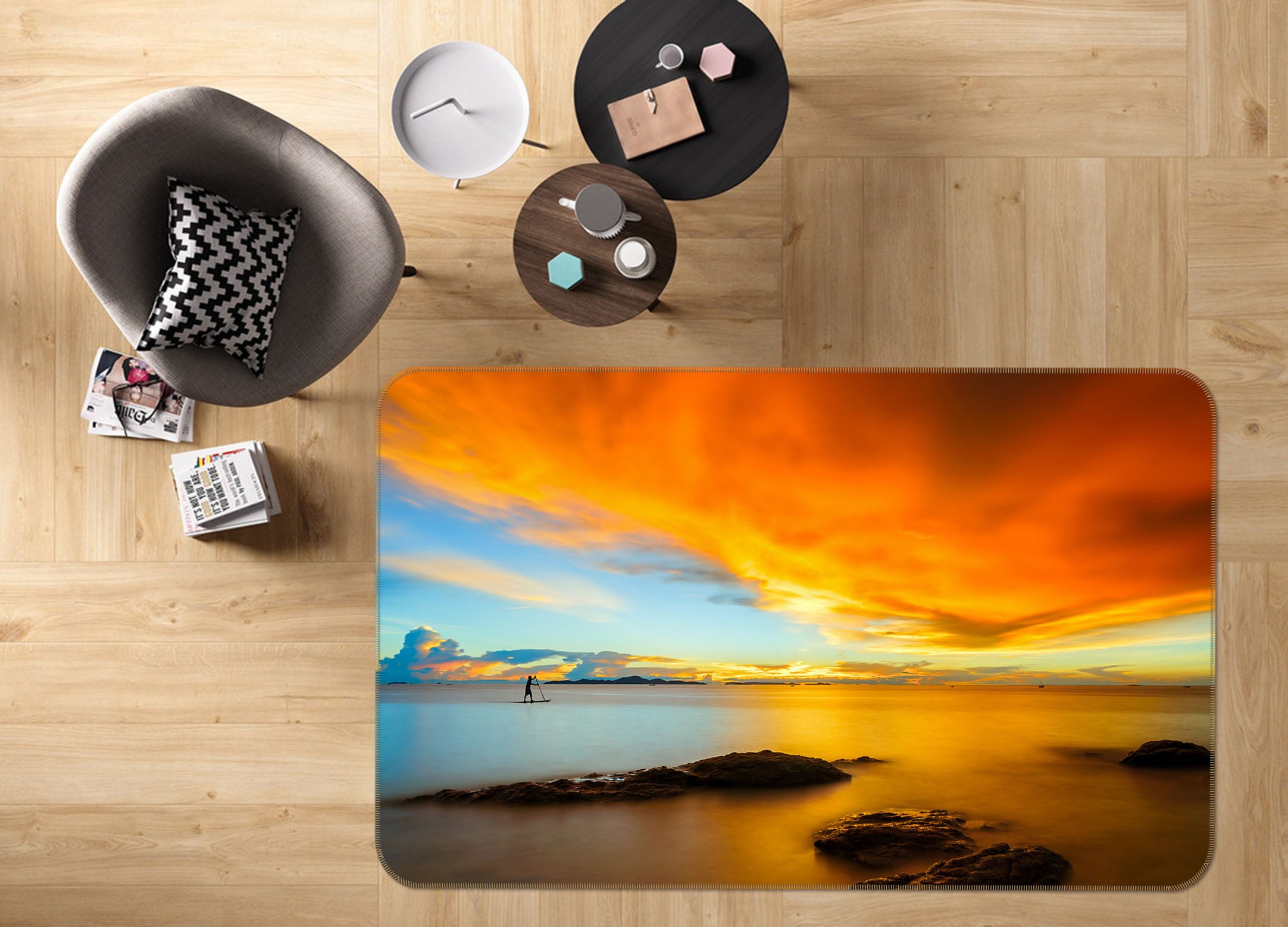 3D Water Surface Clouds 31018 Non Slip Rug Mat