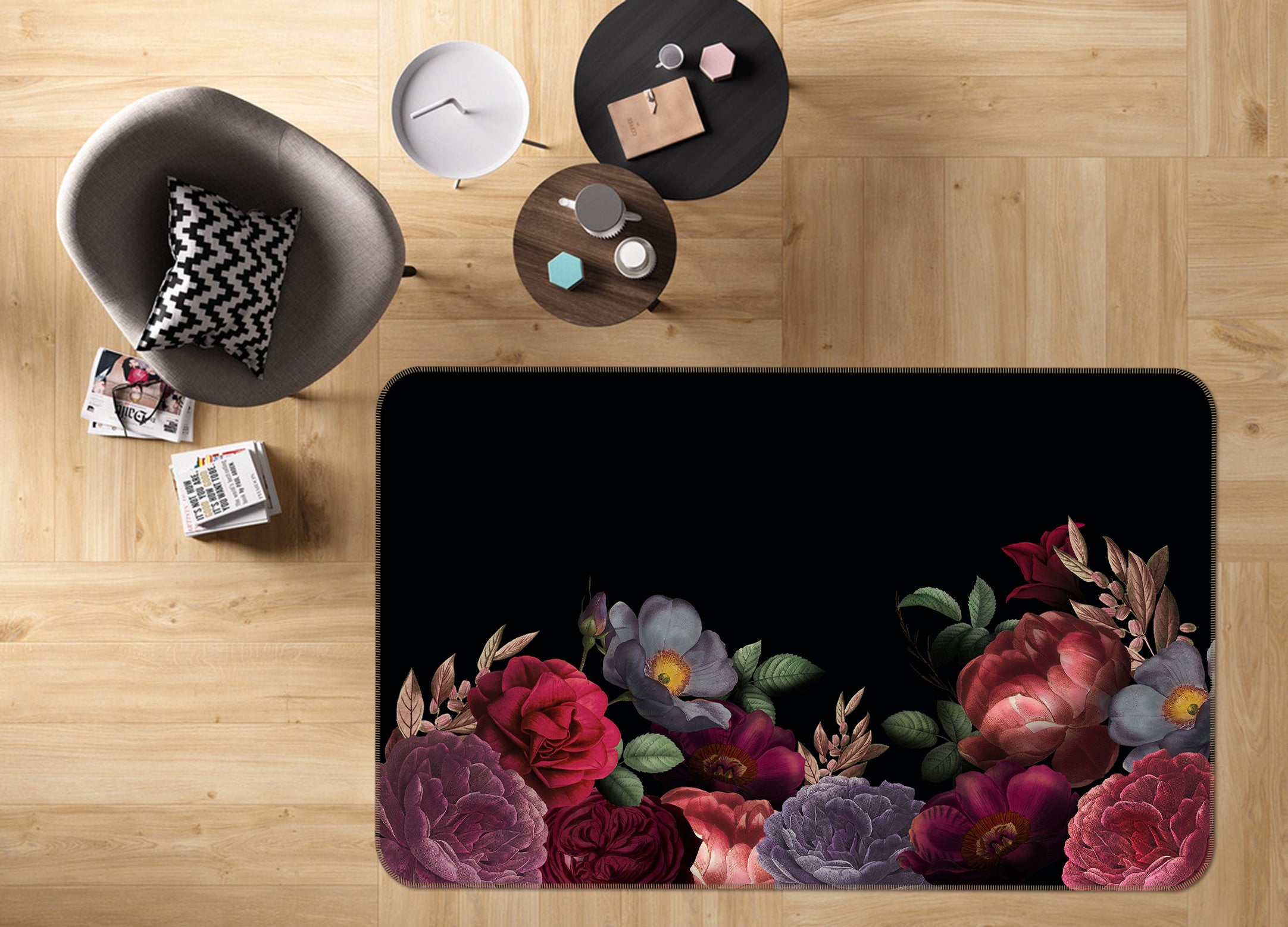 3D Red Rose 072 Uta Naumann Rug Non Slip Rug Mat