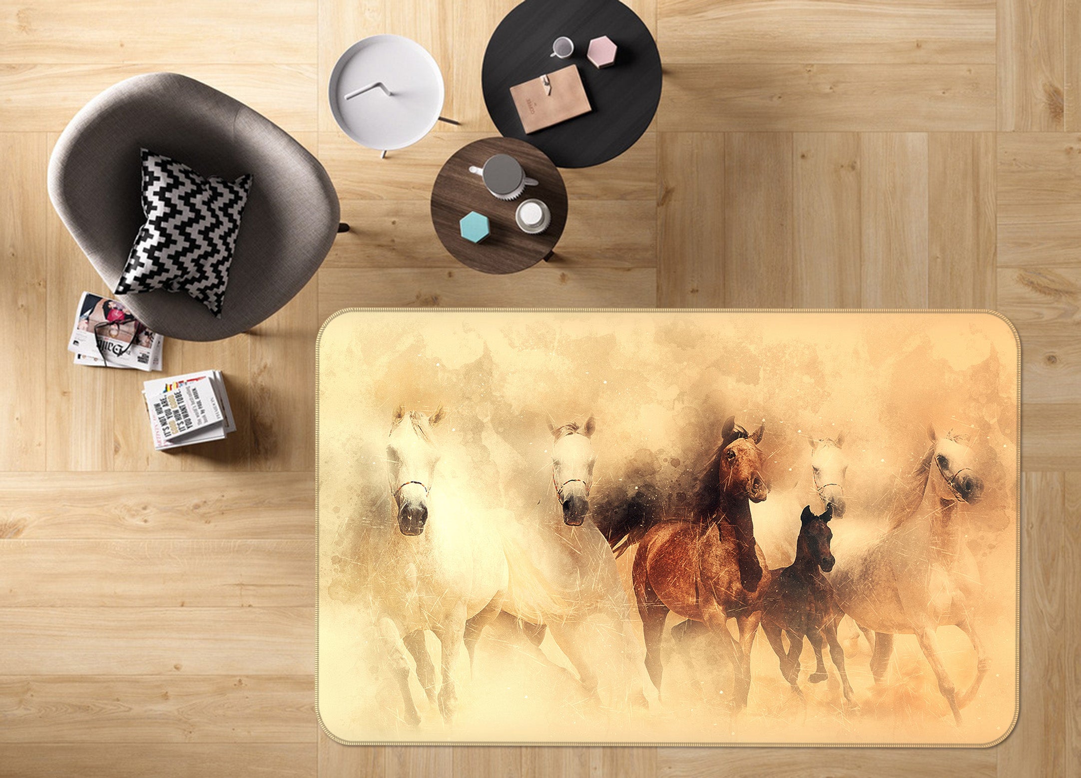 3D Horse Group 82121 Animal Non Slip Rug Mat