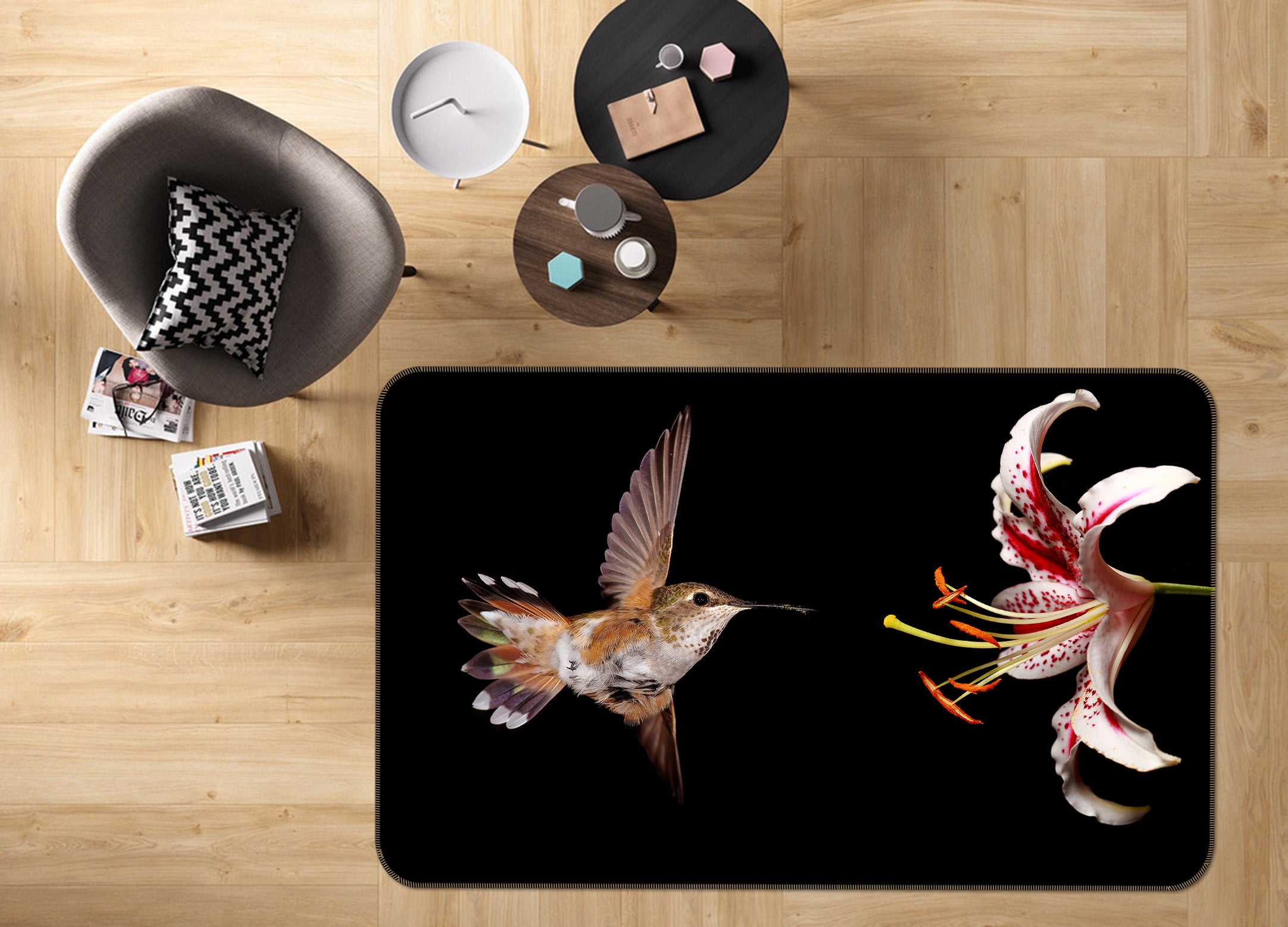 3D Bird Flower 38124 Animal Non Slip Rug Mat