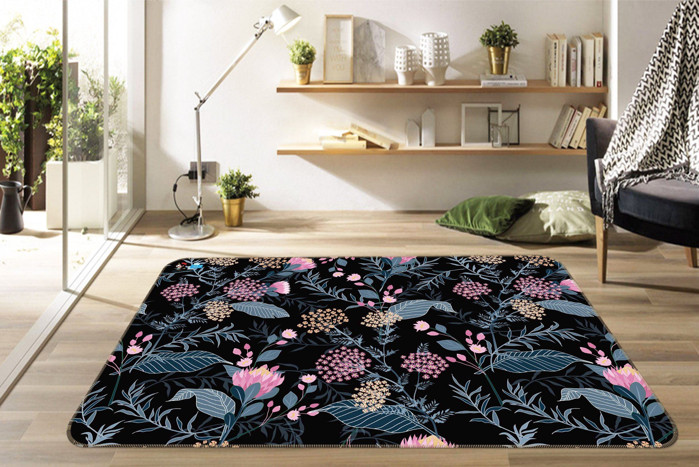 3D Dark Flower 130 Non Slip Rug Mat Mat AJ Creativity Home