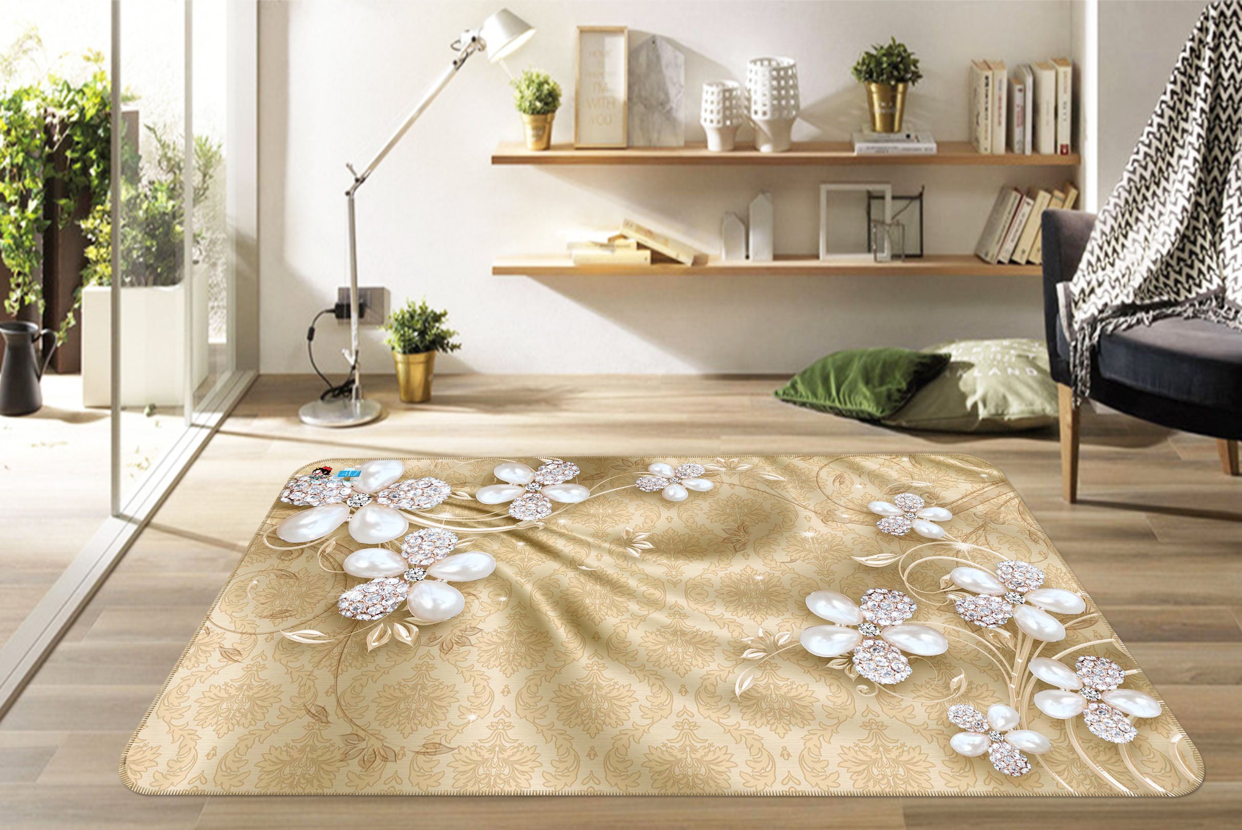 3D Flower 66111 Non Slip Rug Mat