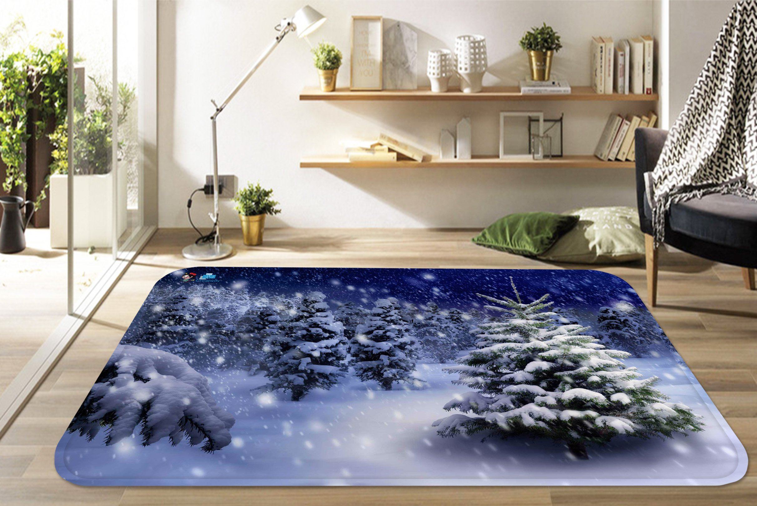 3D Snowing Forest 105 Non Slip Rug Mat Mat AJ Creativity Home