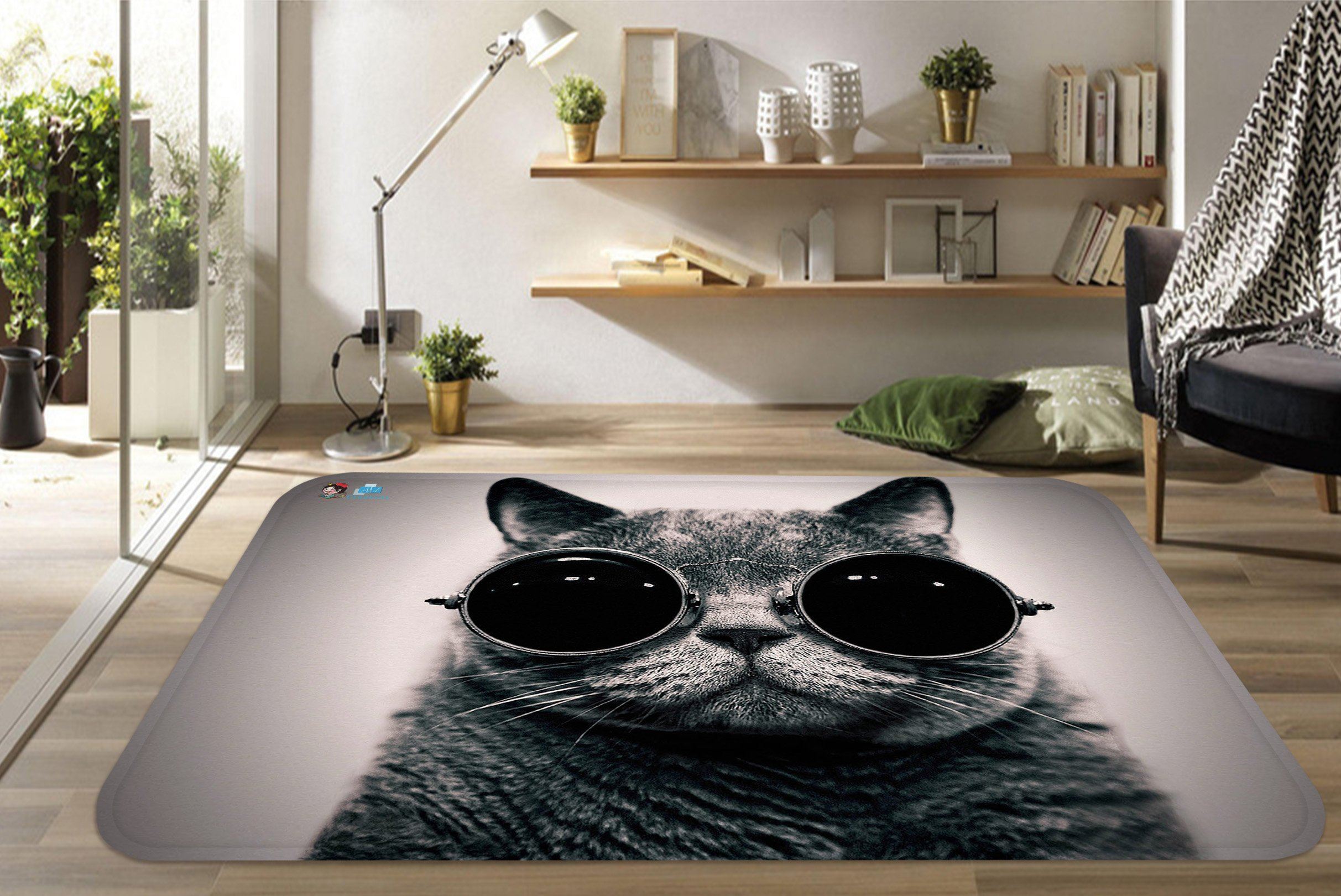 3D Wearing Glasses Cat 51 Non Slip Rug Mat Mat AJ Creativity Home