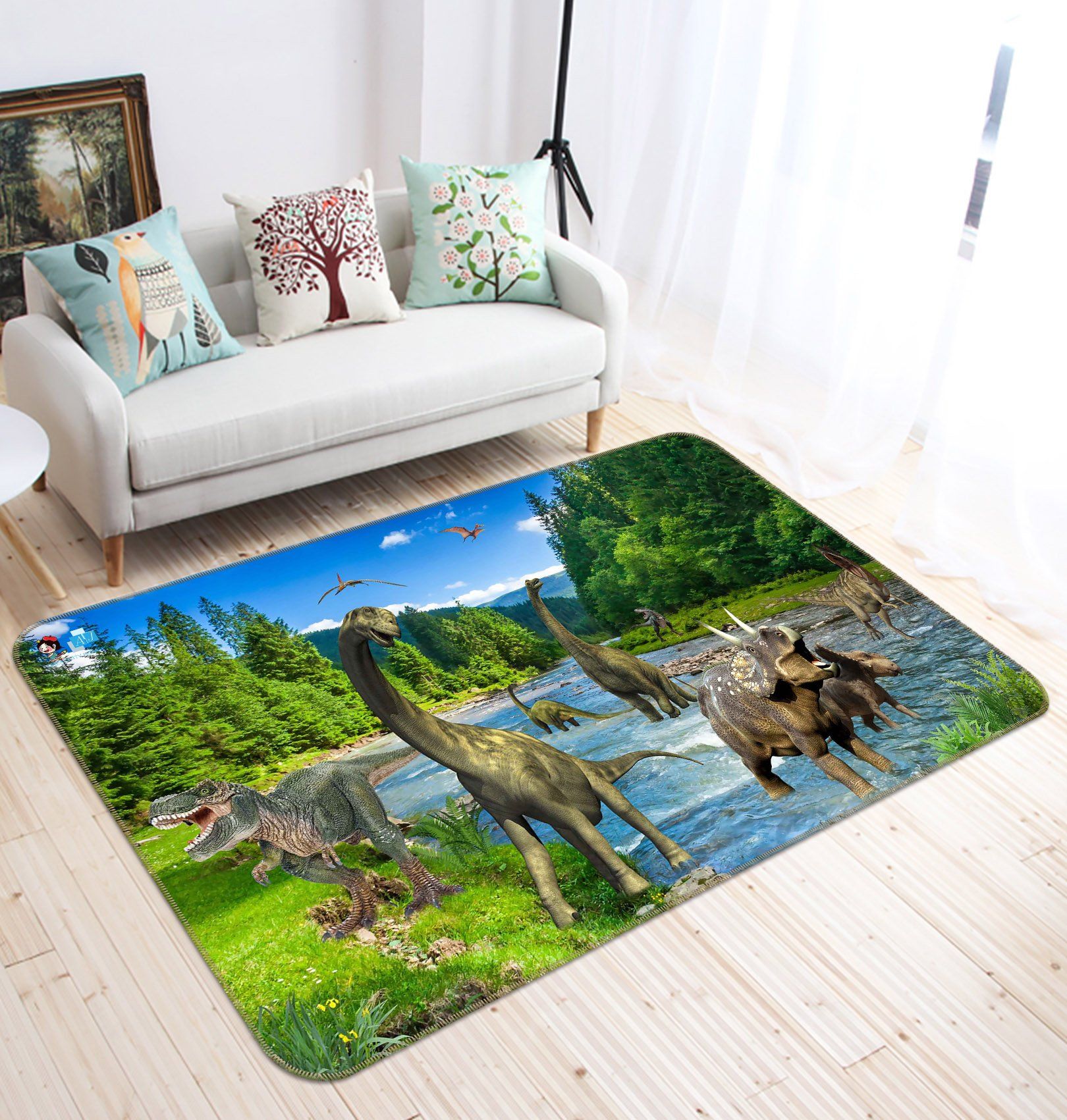 3D Dinosaur Forest 640 Non Slip Rug Mat Mat AJ Creativity Home
