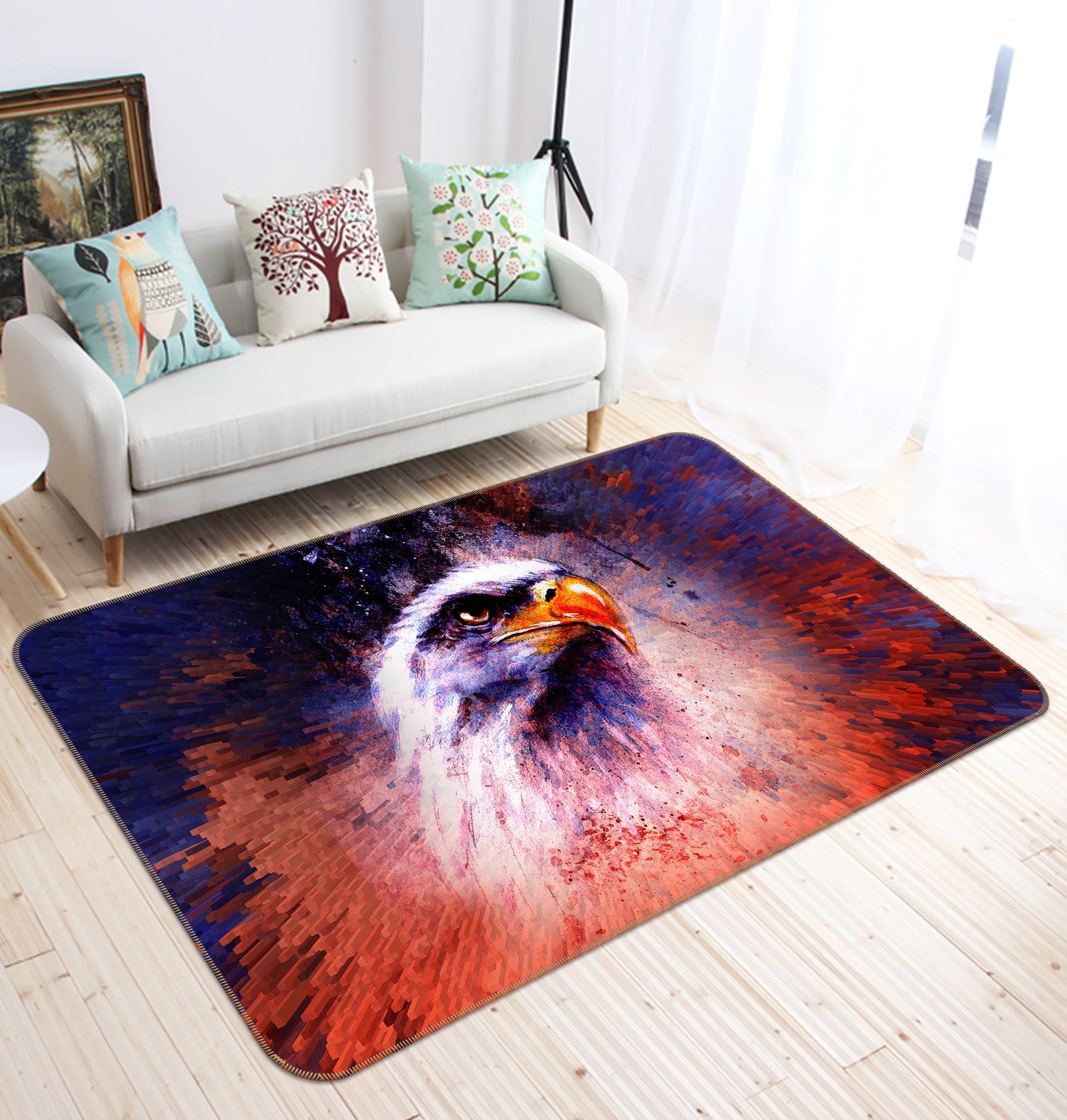 3D White Eagle 127 Animal Non Slip Rug Mat