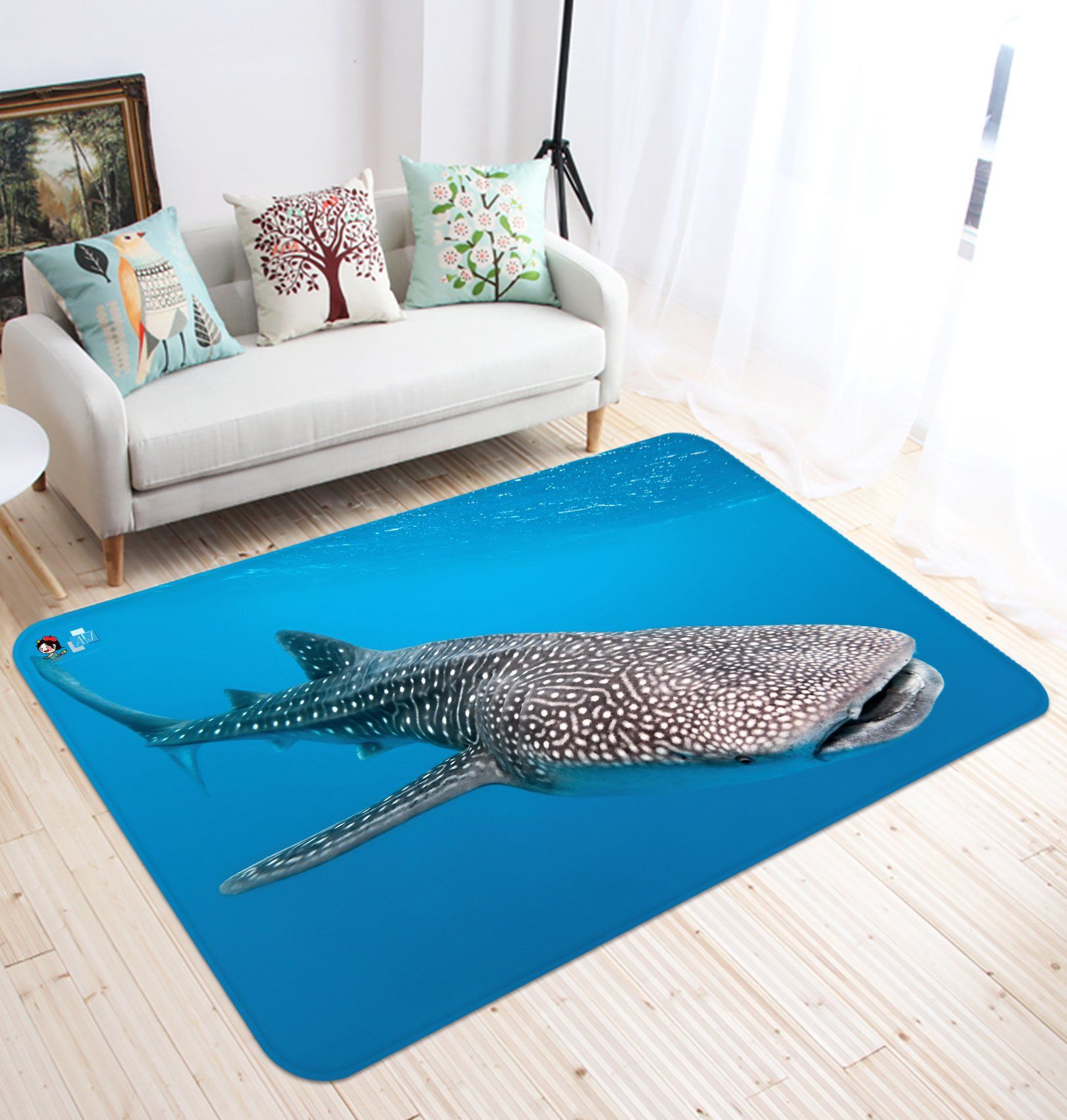 3D Shark 1987 Non Slip Rug Mat Mat AJ Creativity Home