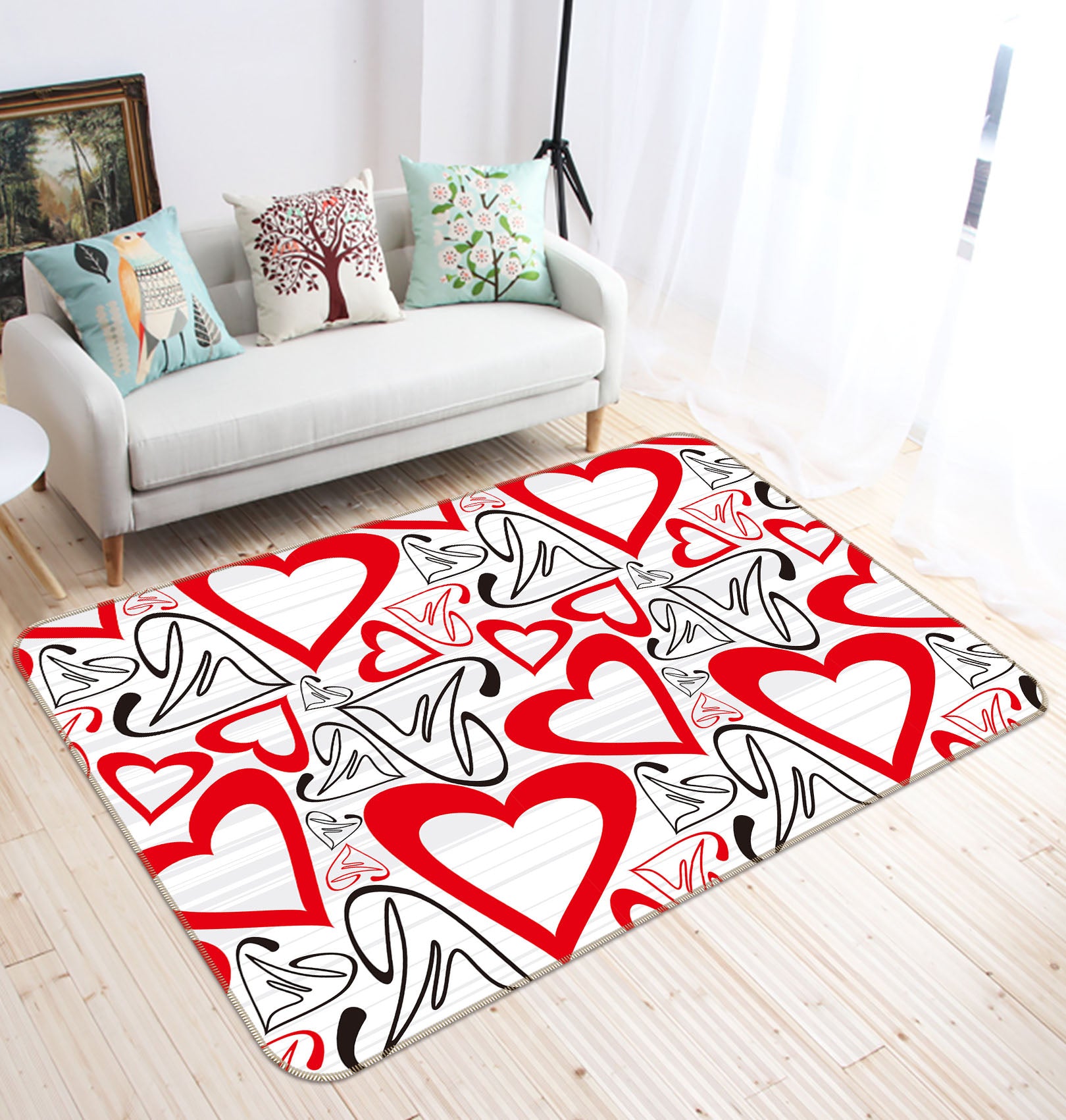 3D Heart Pattern 35239 Non Slip Rug Mat