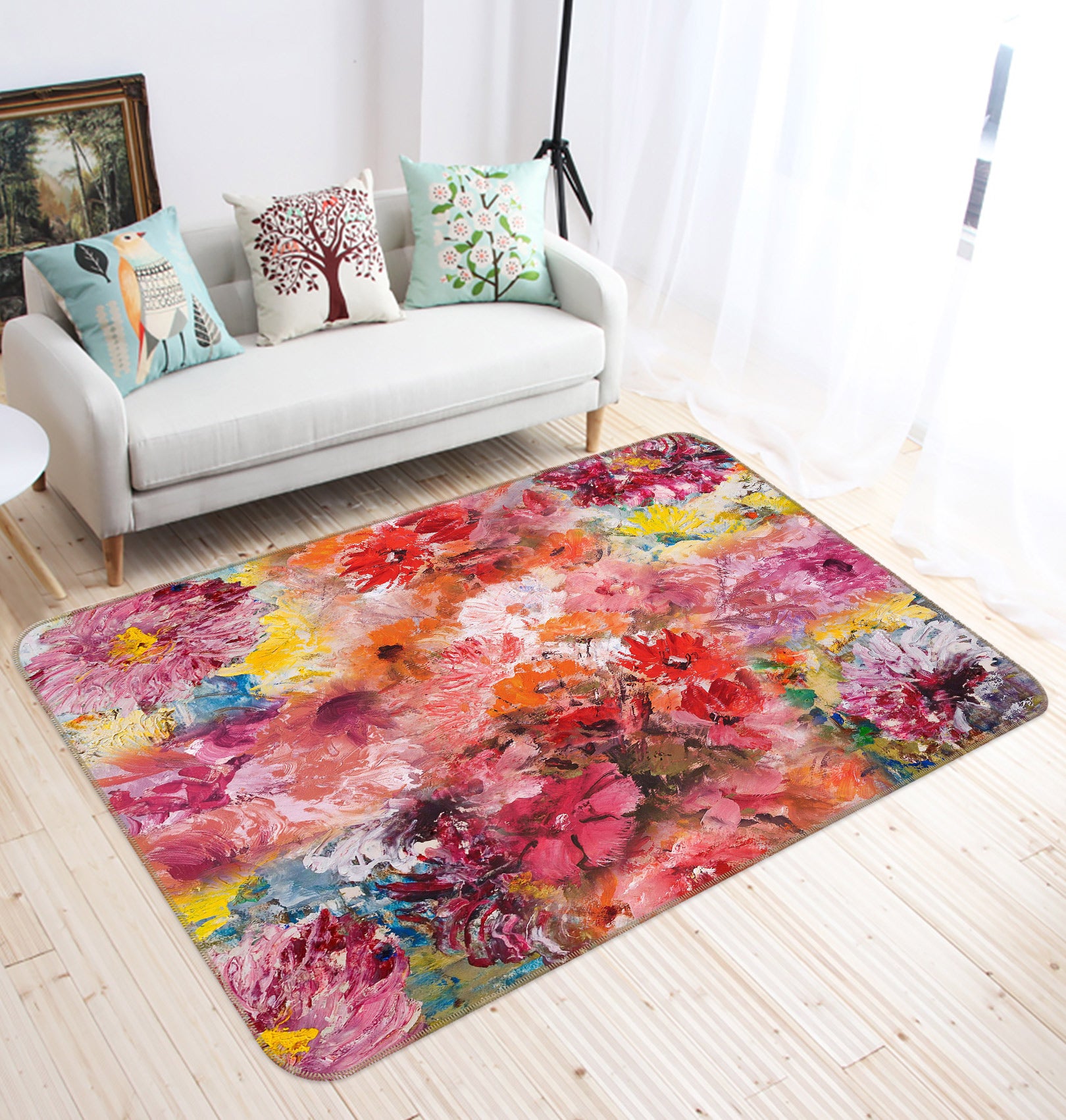 3D Flowers Pattern 33008 Non Slip Rug Mat