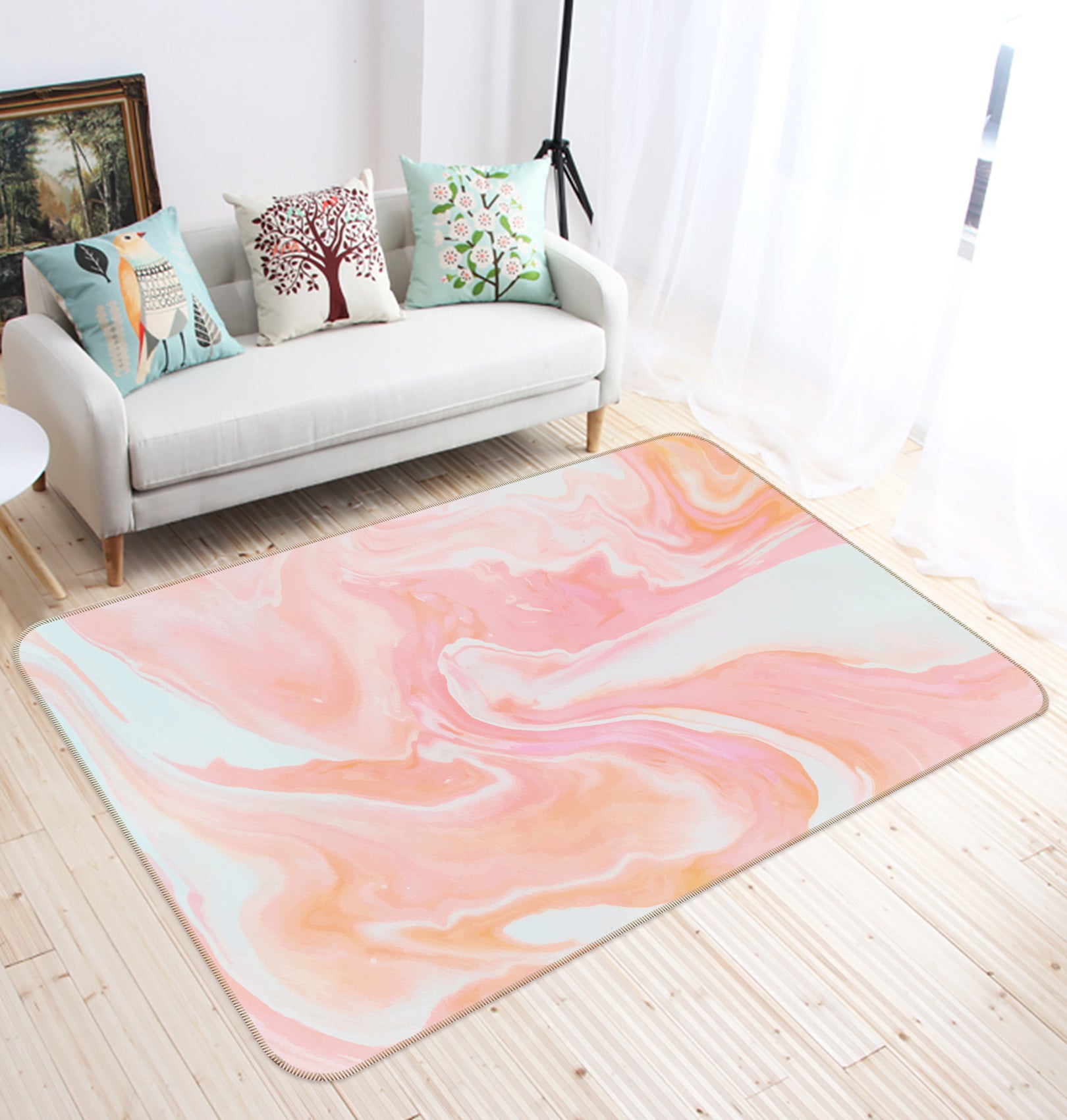 3D Pink Texture 31071 Non Slip Rug Mat