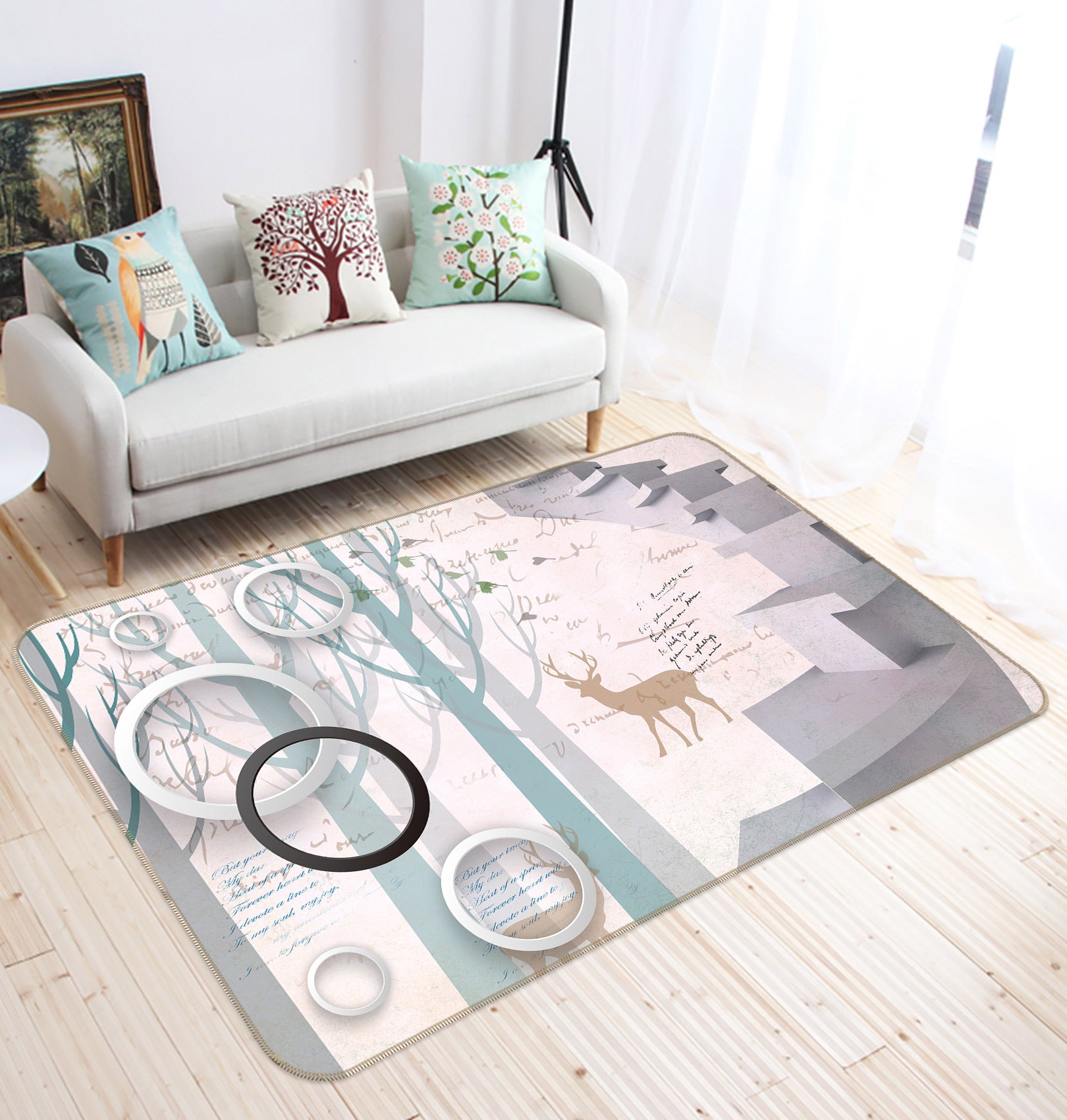 3D Ring Tree Deer 77235 Non Slip Rug Mat