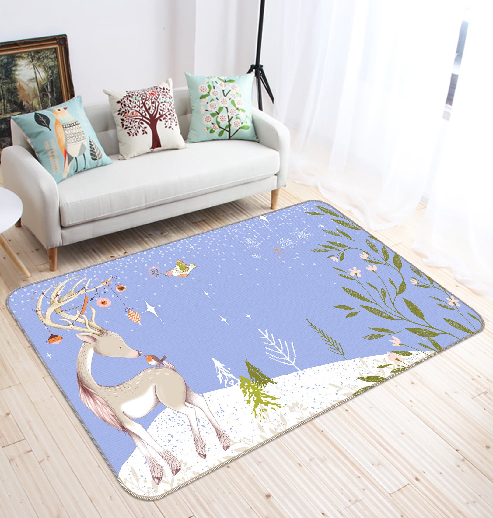 3D Deer Leaves 34065 Non Slip Rug Mat