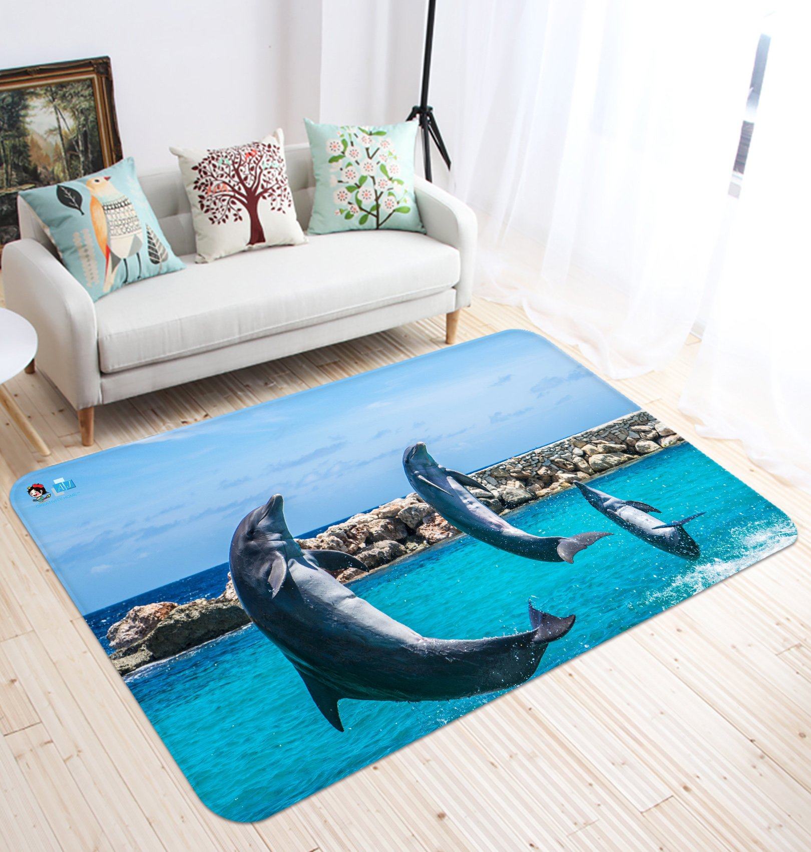 3D Dolphin 1376 Non Slip Rug Mat Mat AJ Creativity Home
