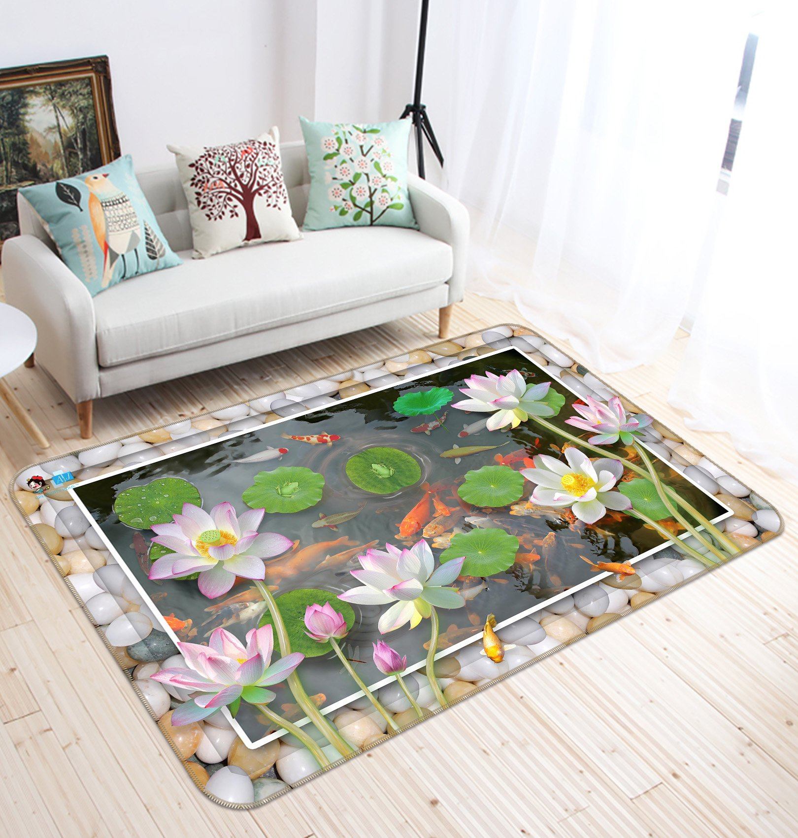 3D Lotus Pond 599 Non Slip Rug Mat Mat AJ Creativity Home