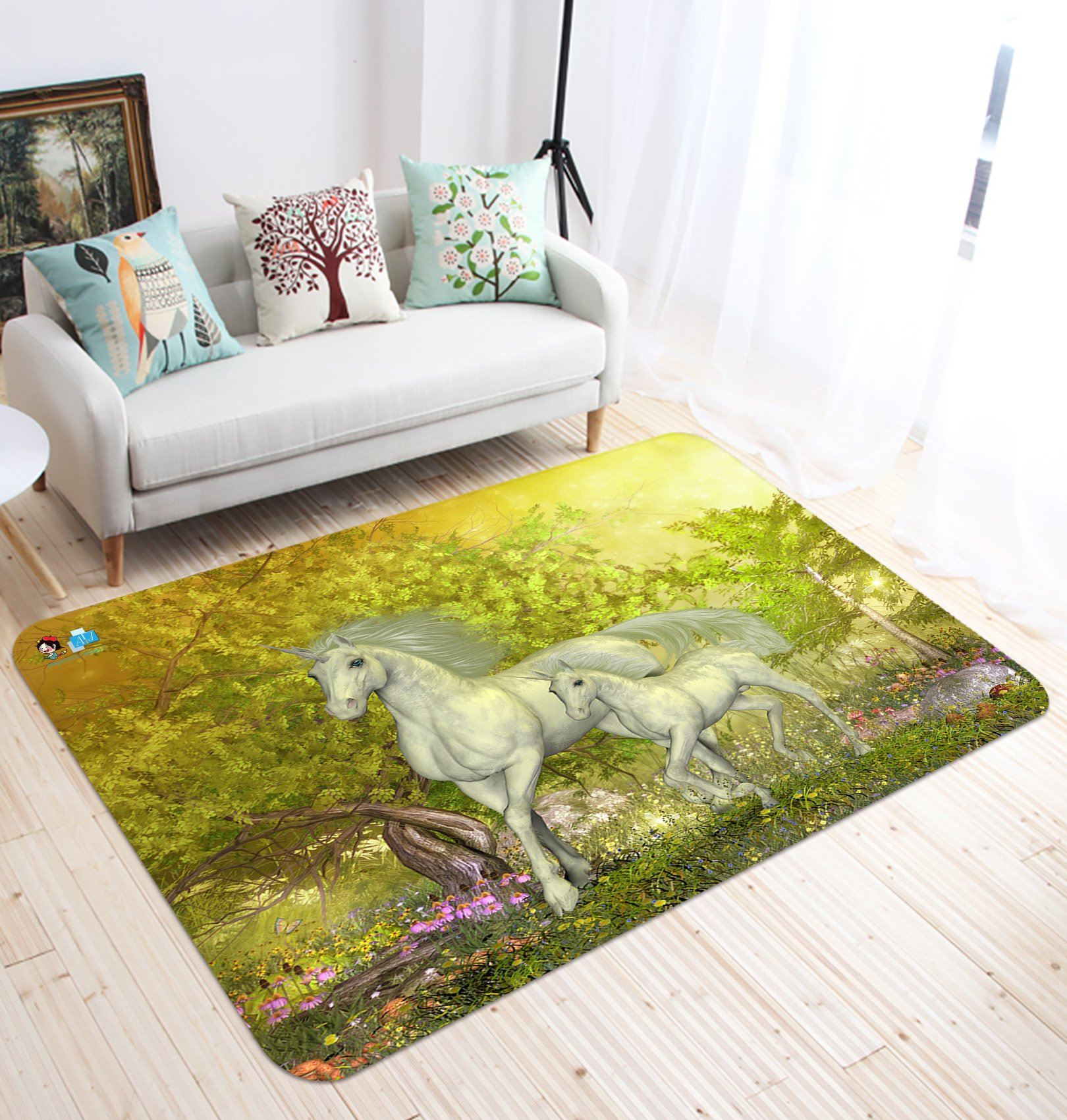 3D Dusk Woods Unicorn 47 Non Slip Rug Mat Mat AJ Creativity Home