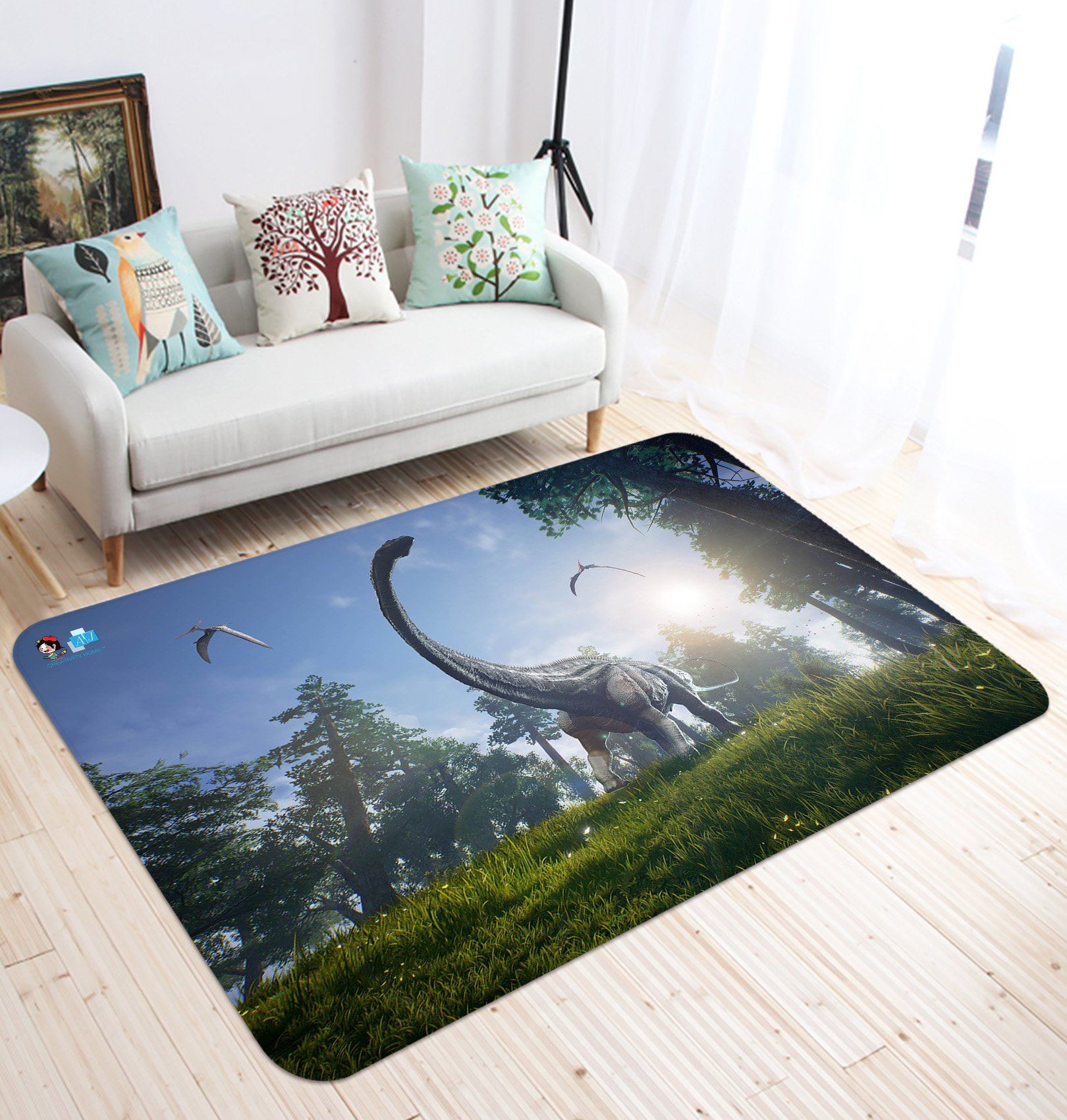 3D Sunlight Brontosaurus 50 Non Slip Rug Mat Mat AJ Creativity Home
