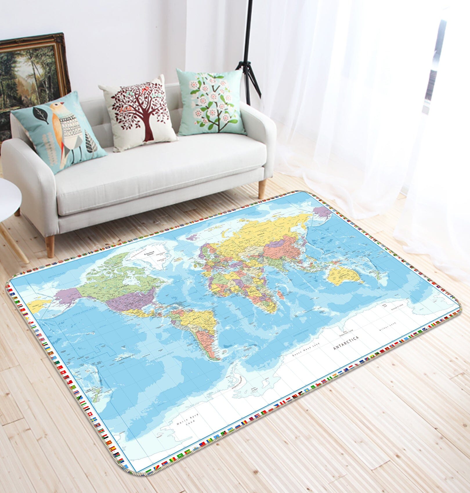 3D Terrestrial Ocean 315 World Map Non Slip Rug Mat Mat AJ Creativity Home