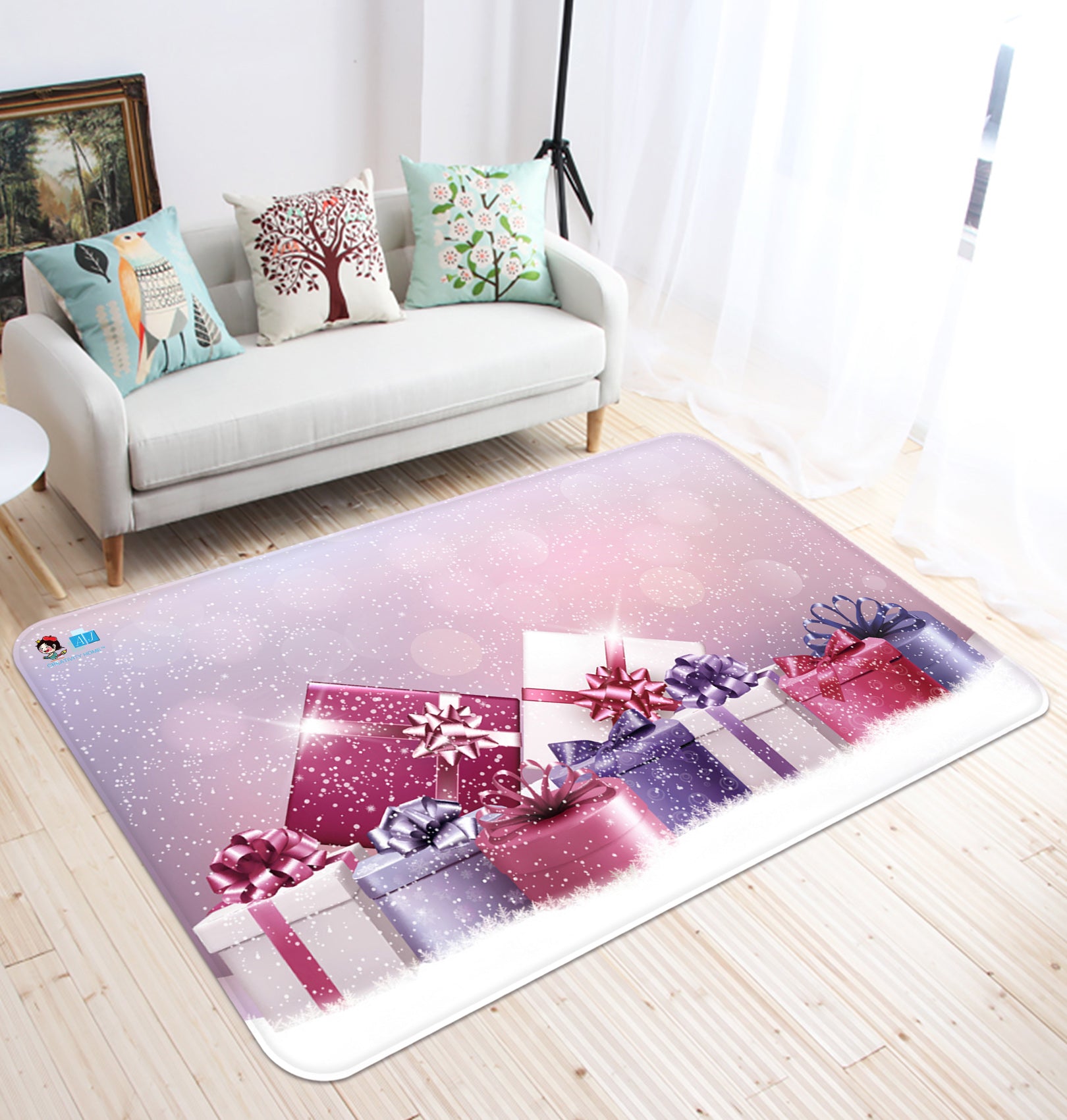 3D Gift Box 65201 Christmas Non Slip Rug Mat Xmas