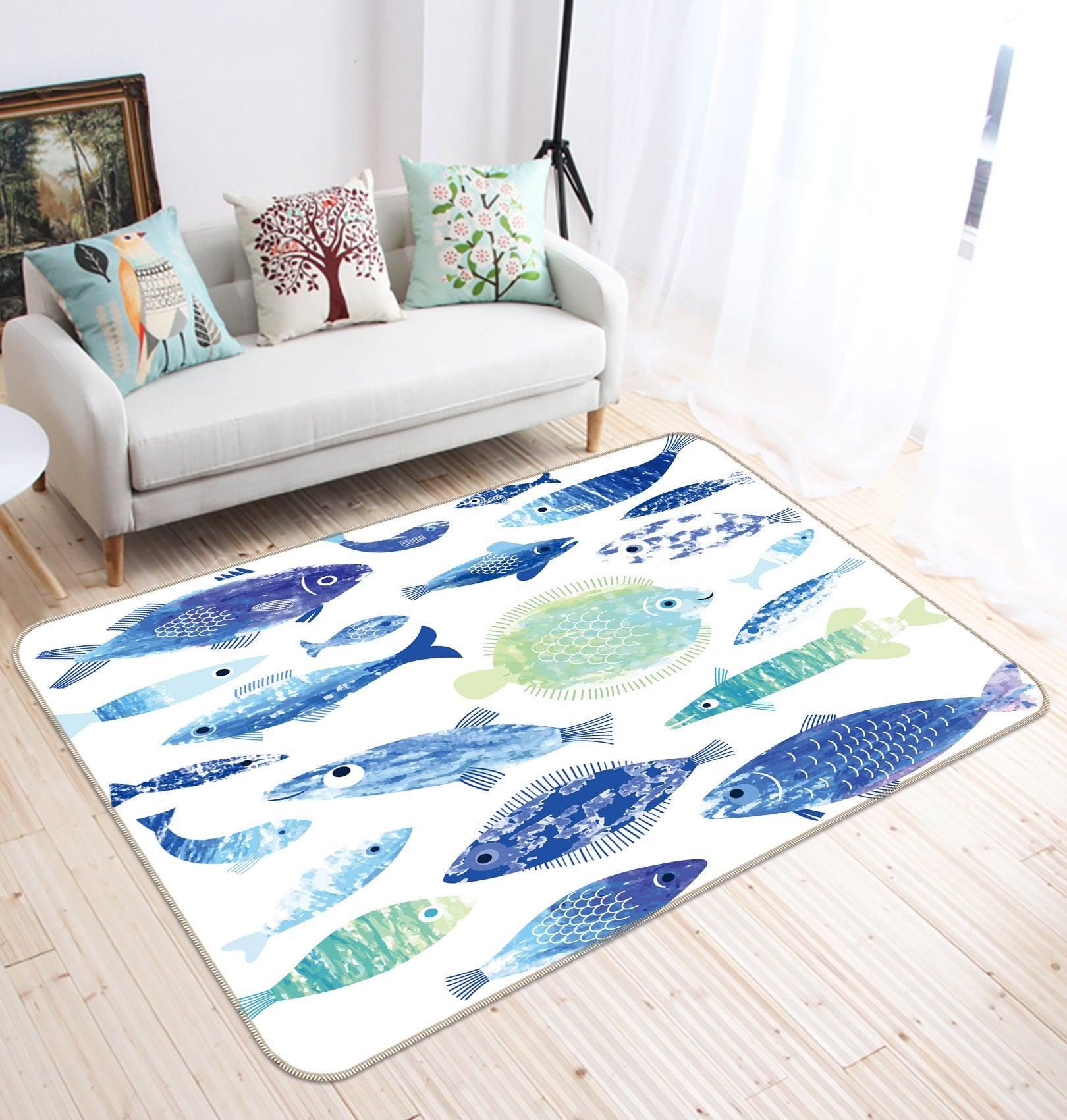 3D Fish Pattern 35059 Non Slip Rug Mat