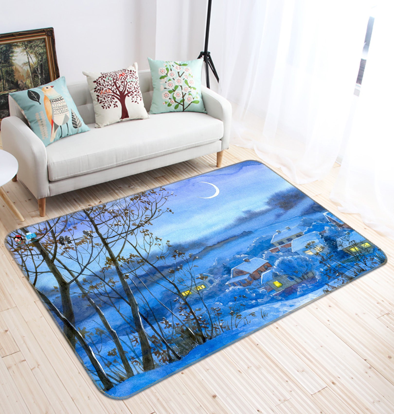 3D Snowy House 66082 Non Slip Rug Mat