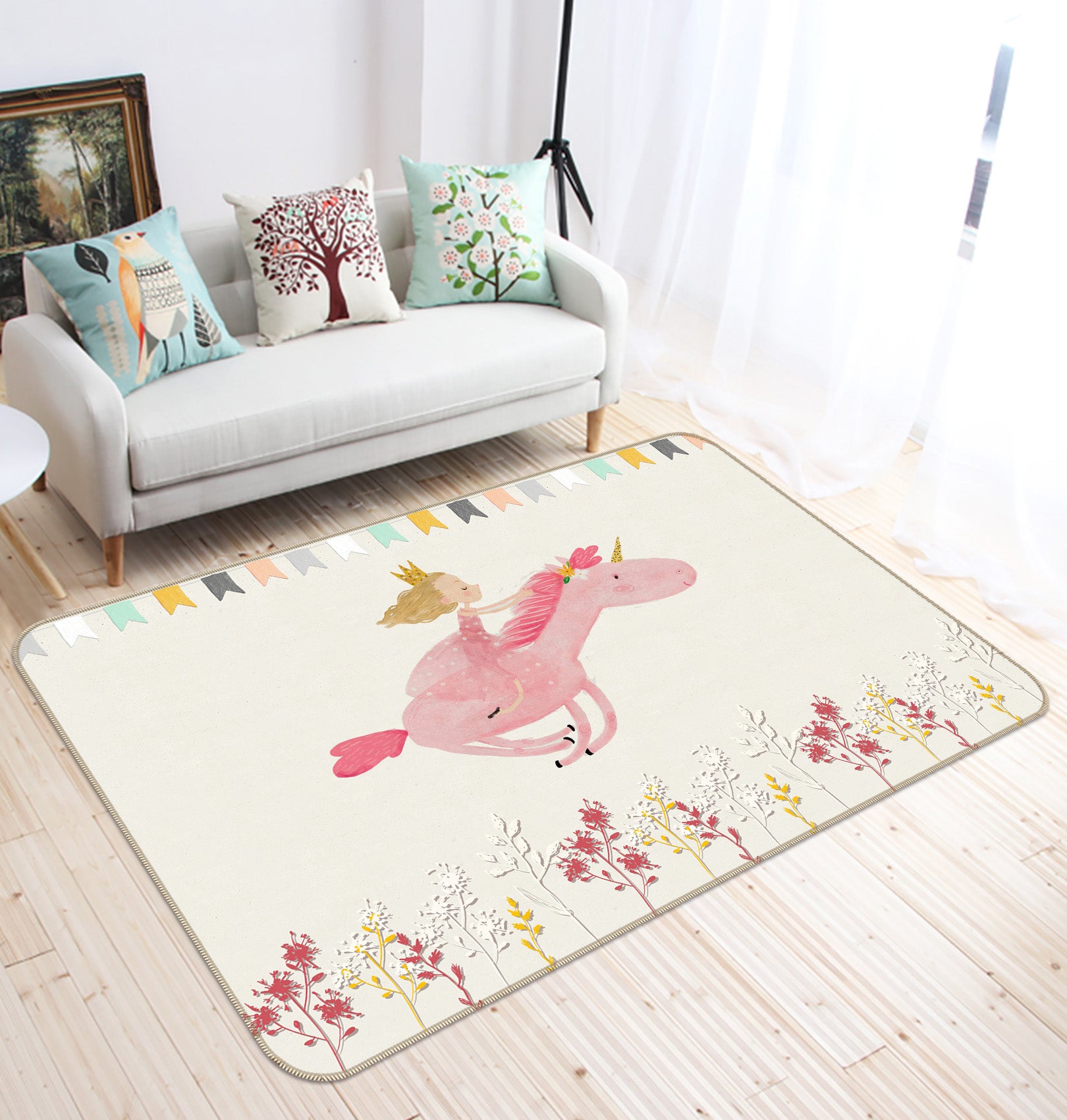 3D Pink Unicorn 34054 Non Slip Rug Mat