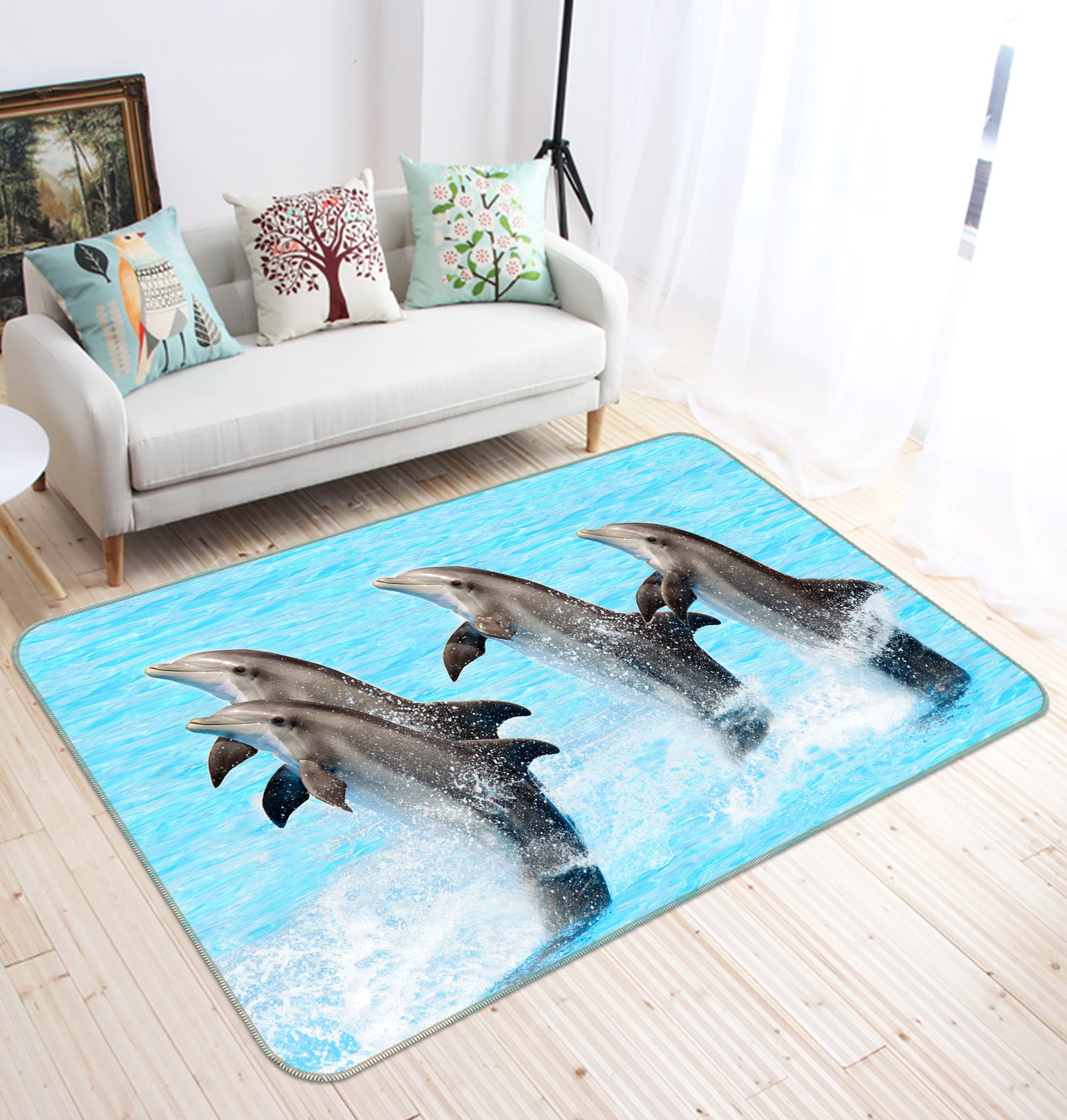 3D Three Jump Dolphins 38118 Animal Non Slip Rug Mat