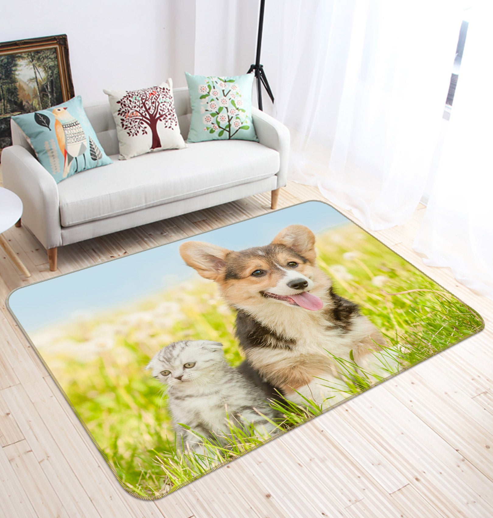 3D Corgi Kitten 37037 Non Slip Rug Mat